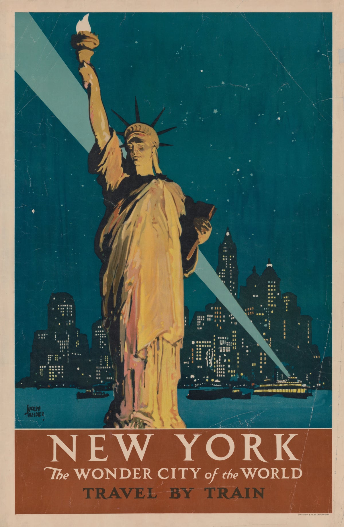Adolph Treidler - New York, the wonder city of the world Travel by train (1927)