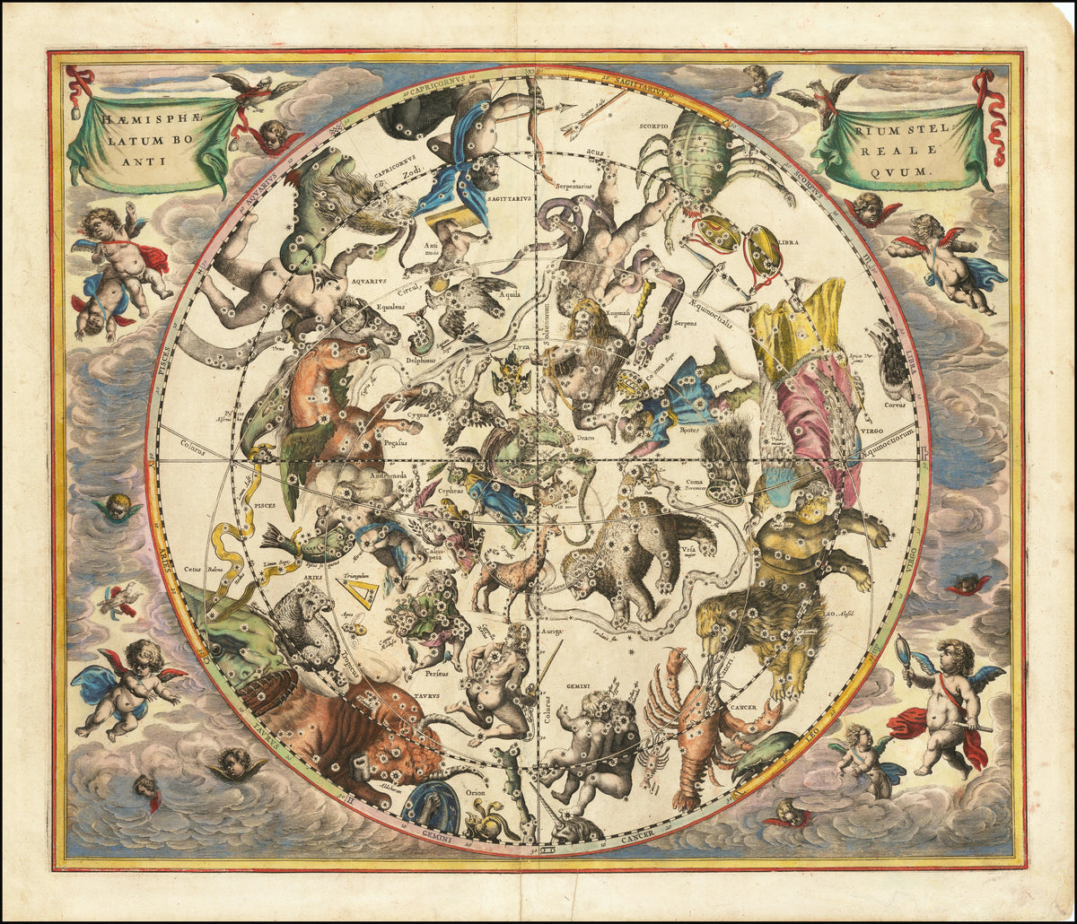 Andreas Cellarius - The constellations of the Northern Hemisphere superimposed over the earth's Southern Hemisphere (1660)