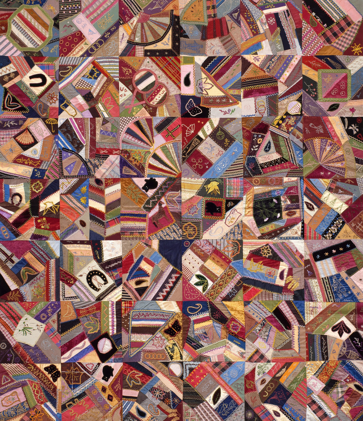 Anonim - Quilt Top, Crazy pattern (circa 1885)