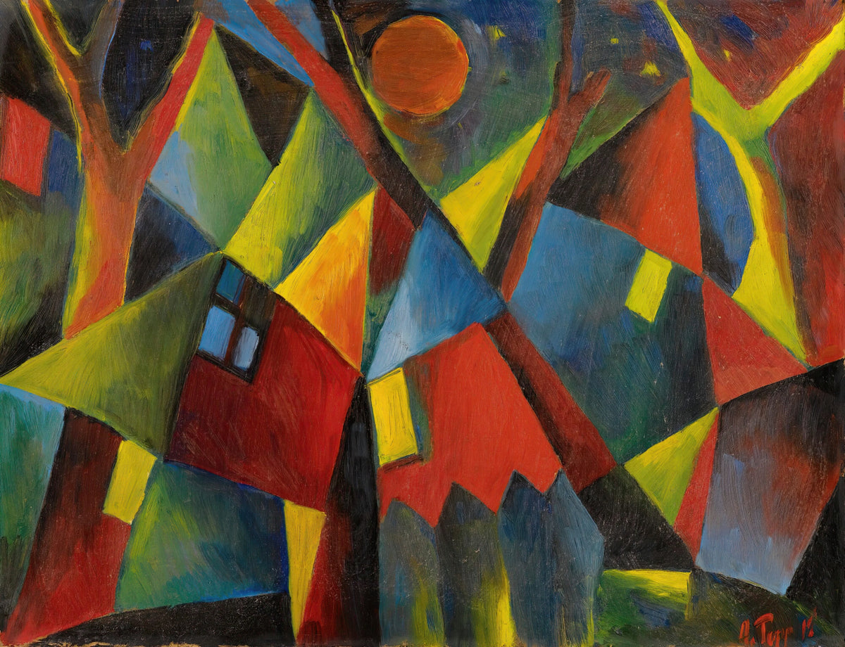 Arnold Topp - Gelbroter Mond Über Stürzenden Häusern (Yellow Moon Over Tumbling Houses) (1919)