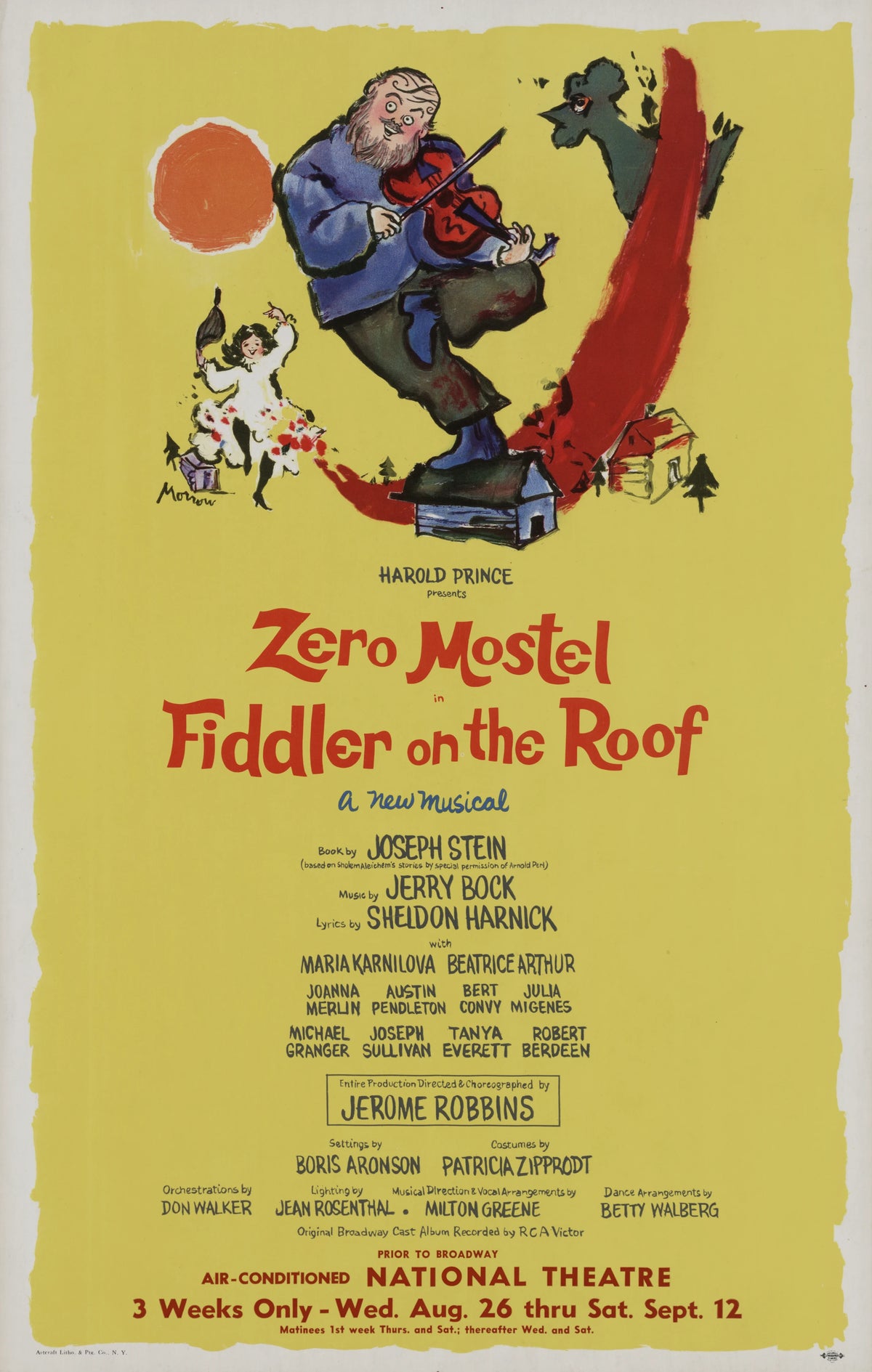 Artcraft Lithograph - Harold Prince presents Zero Mostel in Fiddler on the roof (1964)