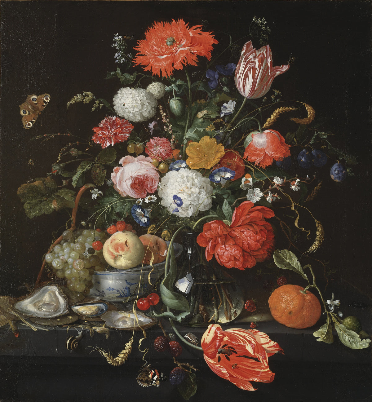 Jan Davidsz de Heem - Flower Still Life with a Bowl of Fruit and Oysters (1665 and 1665)
