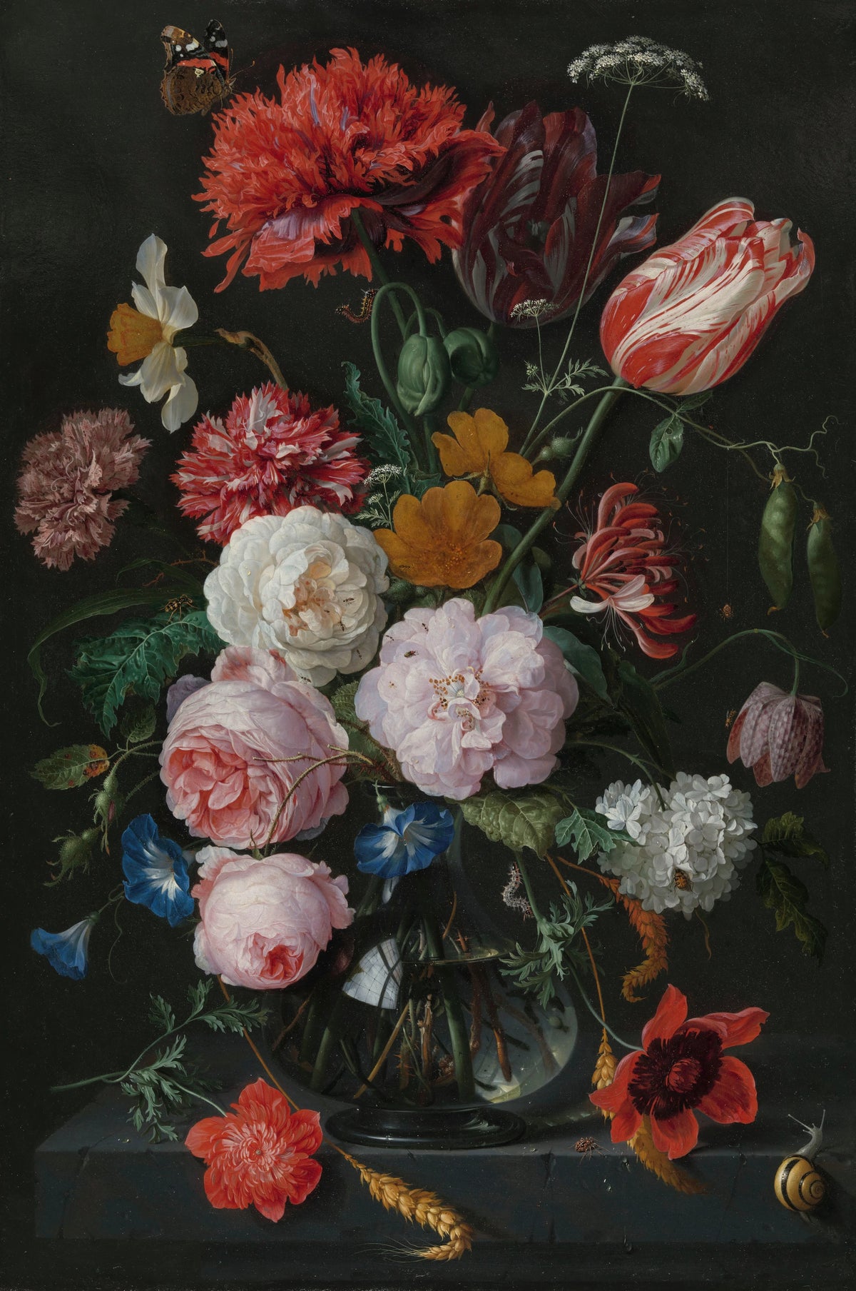 Jan Davidsz de Heem - Still Life with Flowers in a Glass Vase (1650-1683)