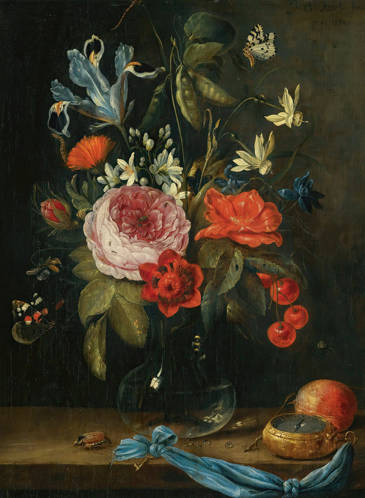 Jan van Kessel the Elder - Still Life With Flowers In A Glass Vase