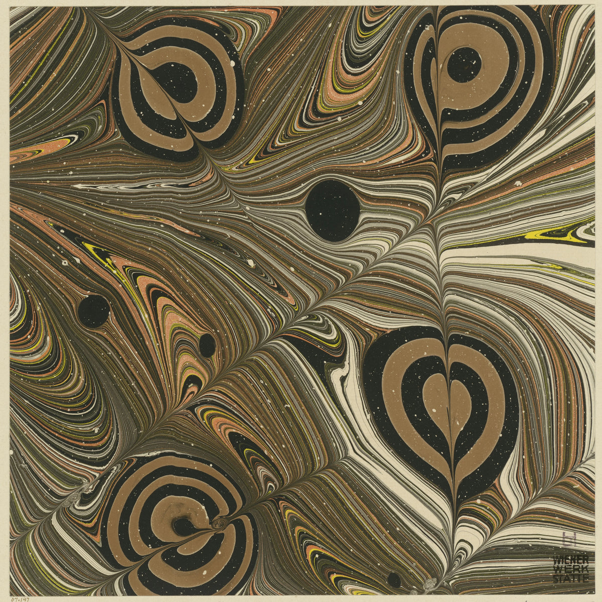 Josef Hoffmann - Marmorpapier (mit kreis- und herzförmigen Motiven) (1903-1907)