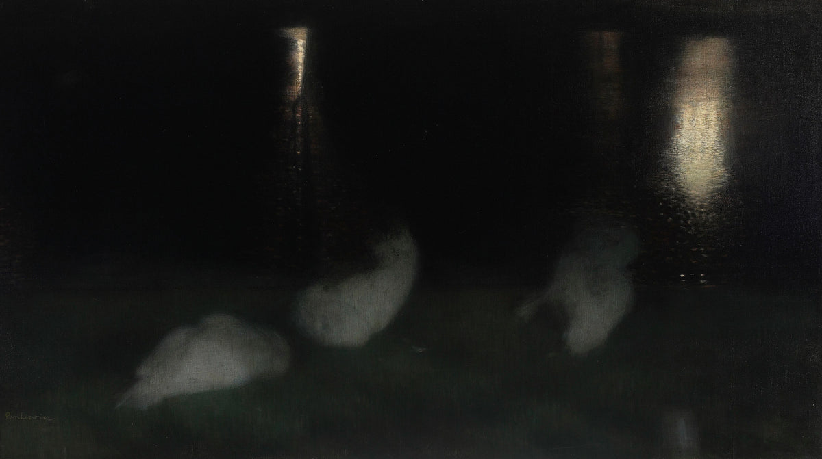 Józef Pankiewicz - Nocturne. Swans in the Saxon Garden in Warsaw at night (Sleeping swans, Swans at night) (from 1893 until 1894)
