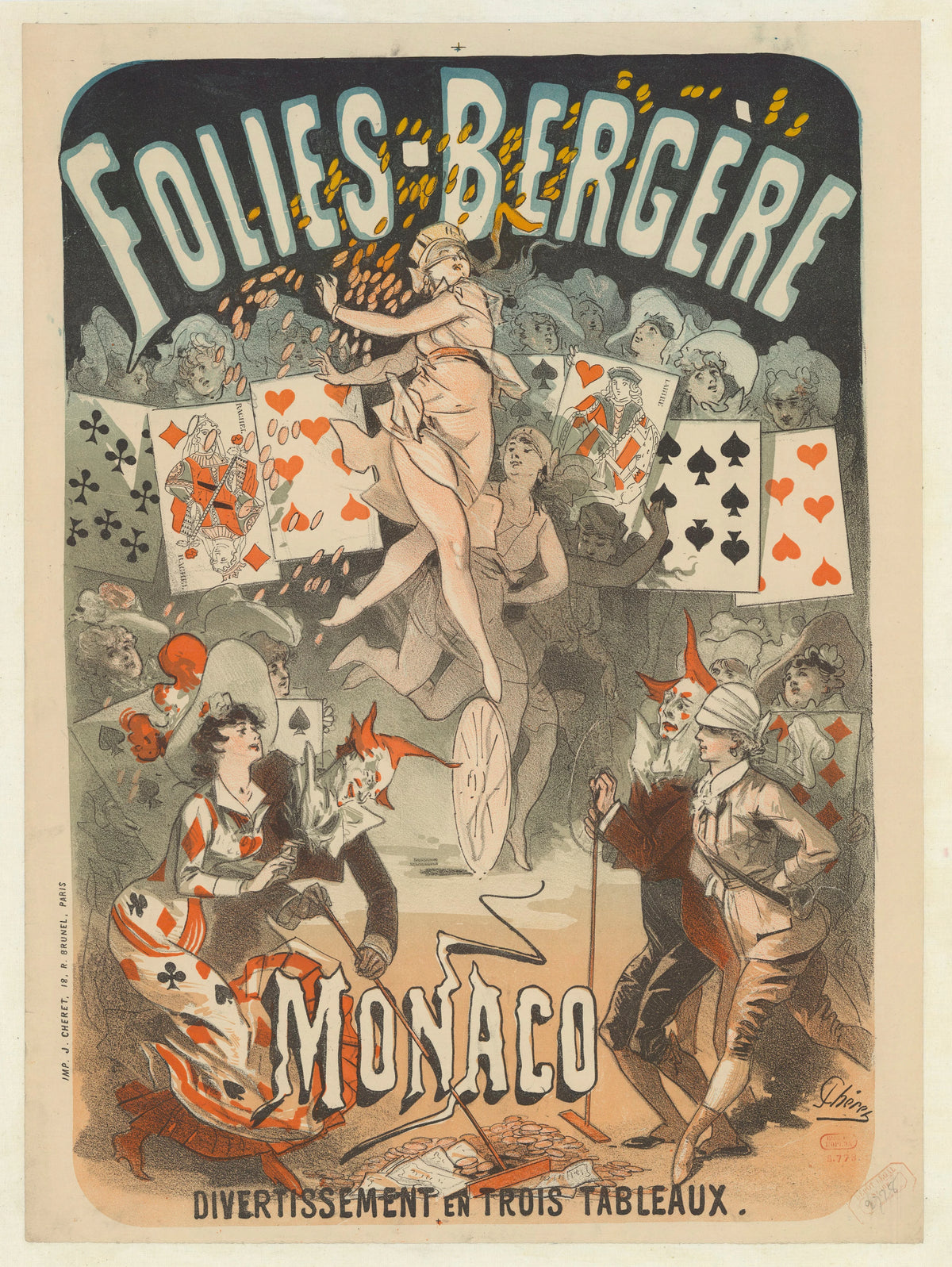 Jules Chéret - Folies-Bergère. Monaco, divertisement en trois tableaux (1880)