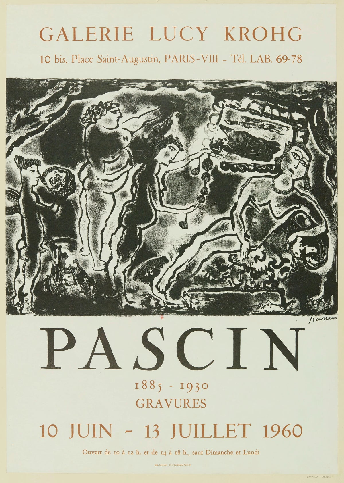 Jules Pascin - Exposition Galerie Lucy Krohg 10 juin-13 juillet 1960