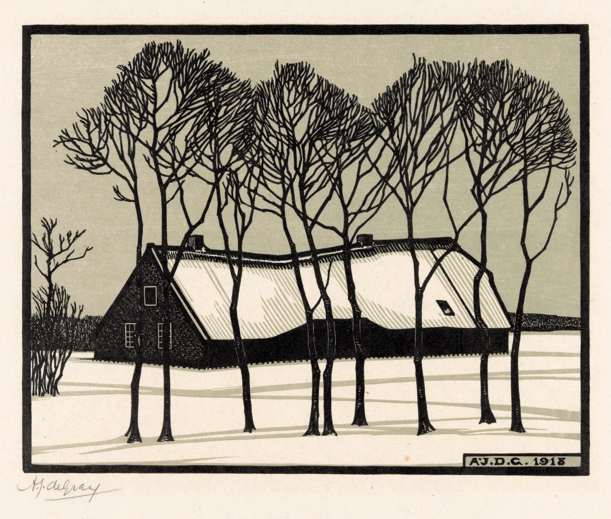 Julie de Graag - Boerderij in de sneeuw (1918)