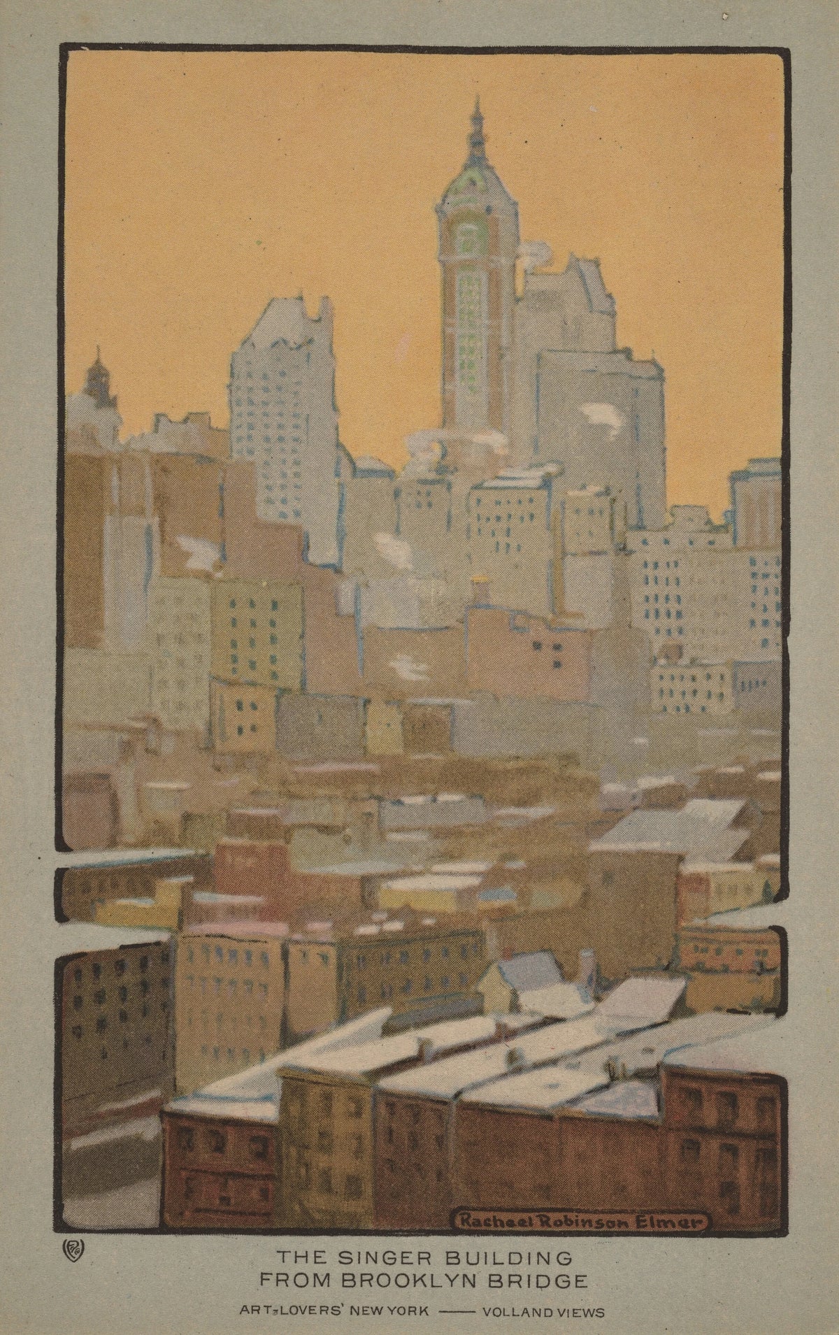 Rachael Robinson Elmer - The Singer Building from Brooklyn Bridge (1914)