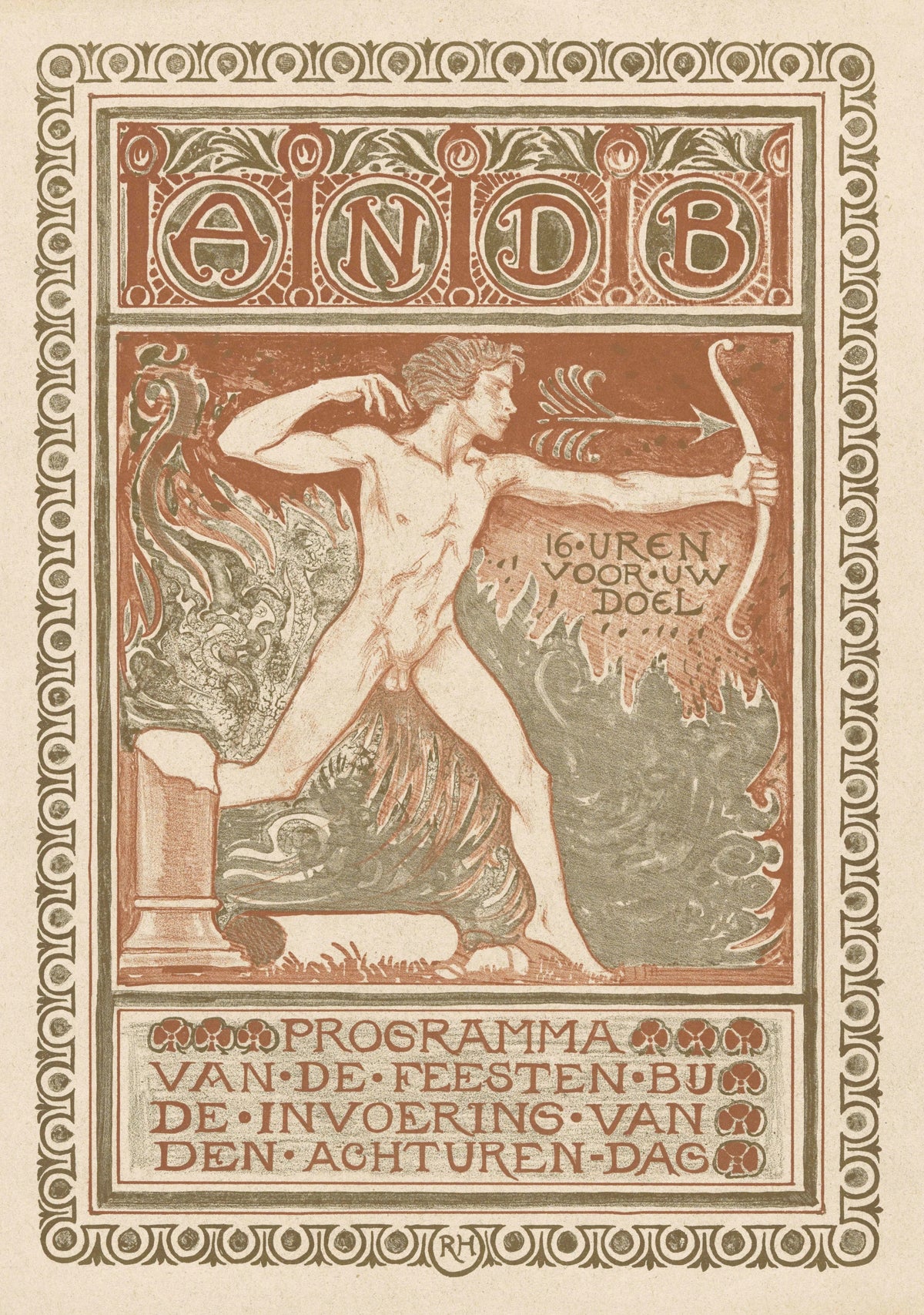 Richard Nicolaüs Roland Holst - Omslagontwerp voor; Feestprogramma van de Algemene Nederlandse Diamantbewerkersbond bij de invoering van de achturendag (1911)