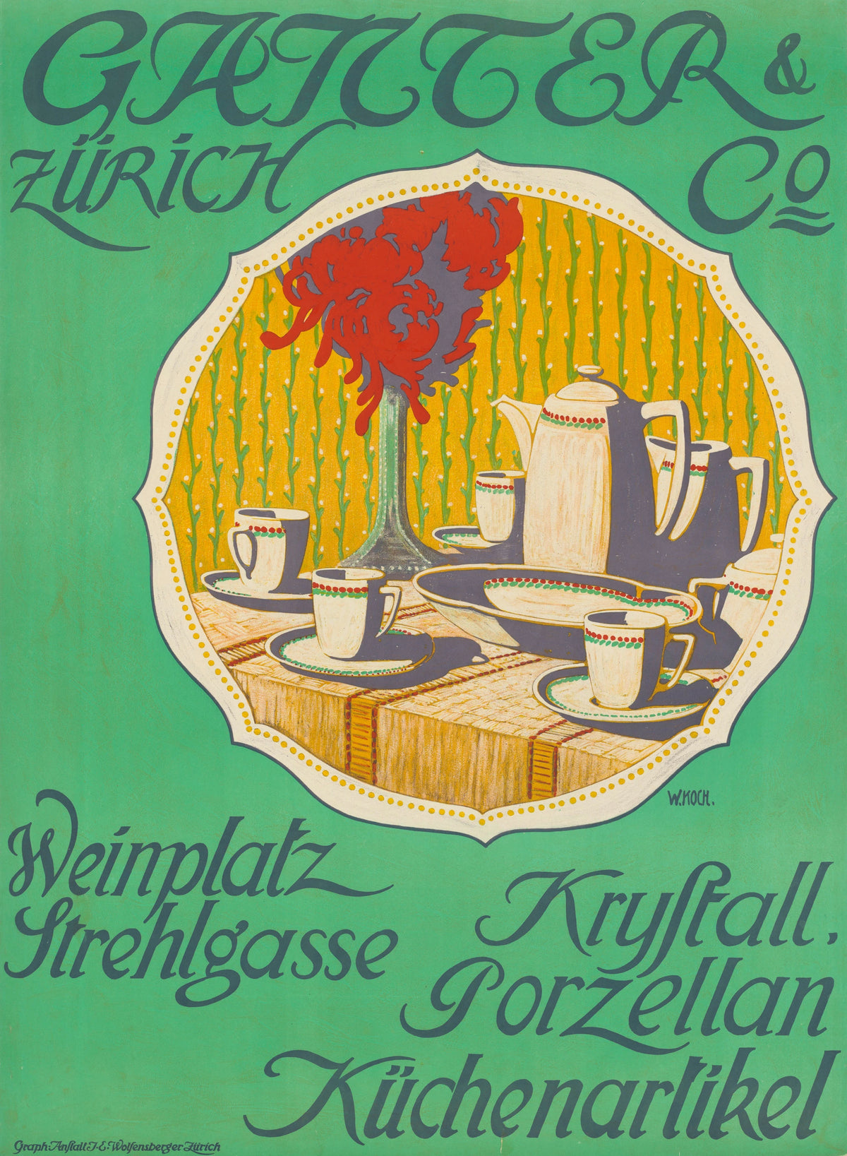 Walther Koch - Ganter & Co. Zürich. Kristall Porzellan Küchenartikel (1913)