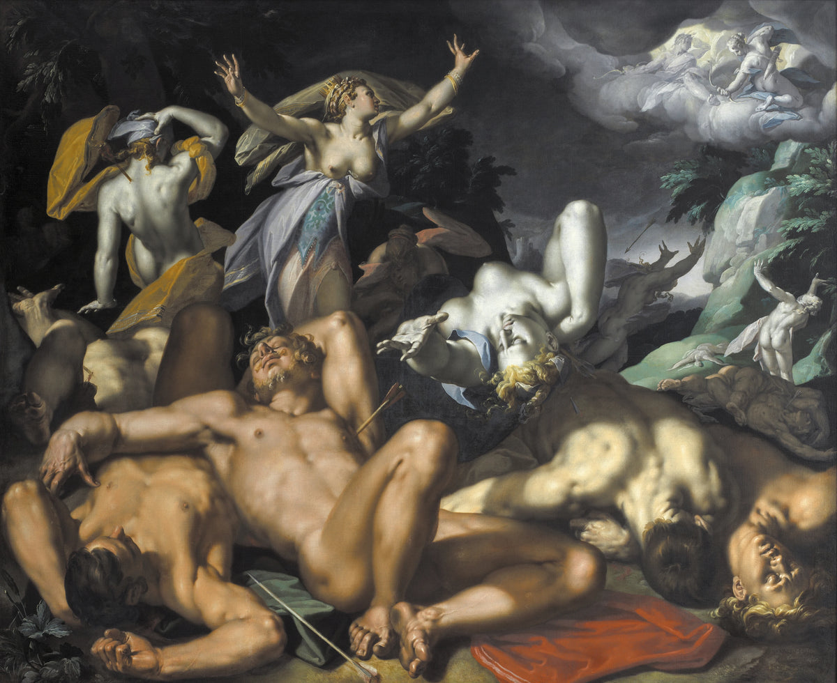 Abraham Bloemaert - Apollo and Diana Punishing Niobe by Killing her Children (1591)