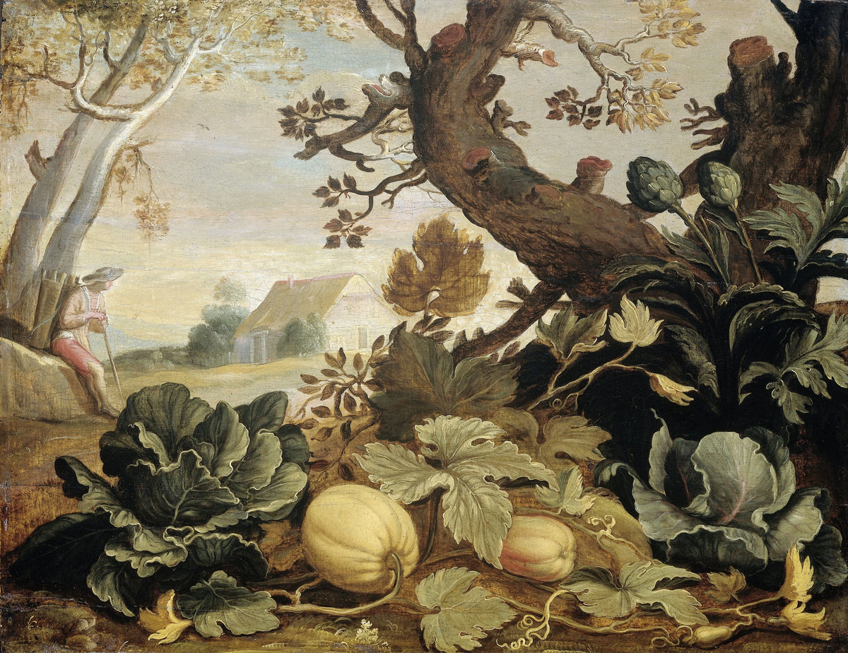 Abraham Bloemaert - Landscape with Fruits and Vegetables in the foreground (1600-1651)