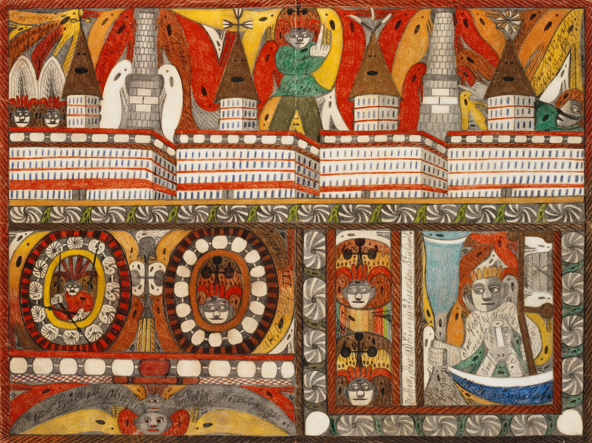 Adolf Wölfli - Die furchtbare Riesen=Brunst Deer Riesen=Stadt, Mutter=Kohrn,=Ost=Wand=Hall (1922)