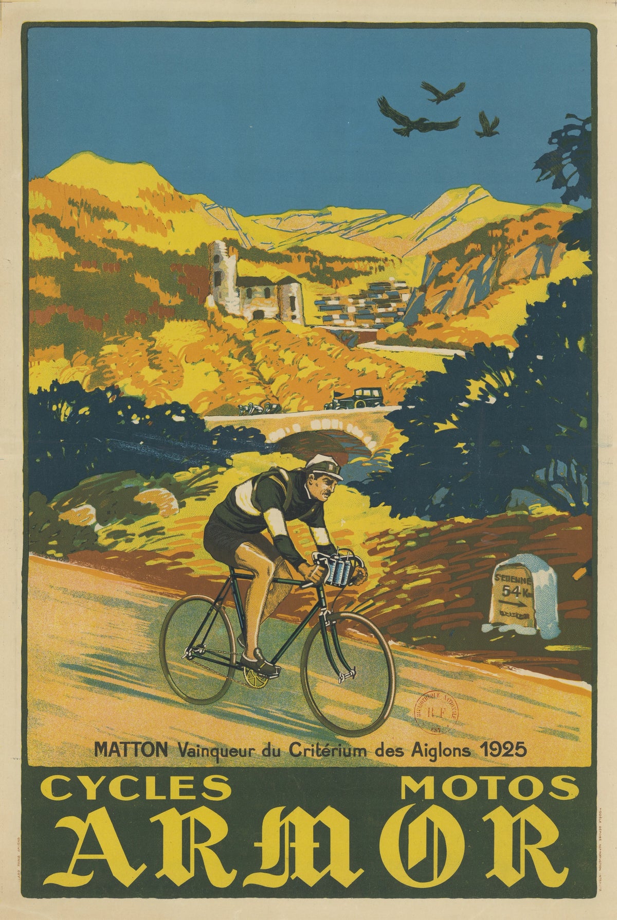 Affiches Gaillard - Matton, vainqueur du Critérium des Aiglons 1925. Cycles, motos Armor (1926)