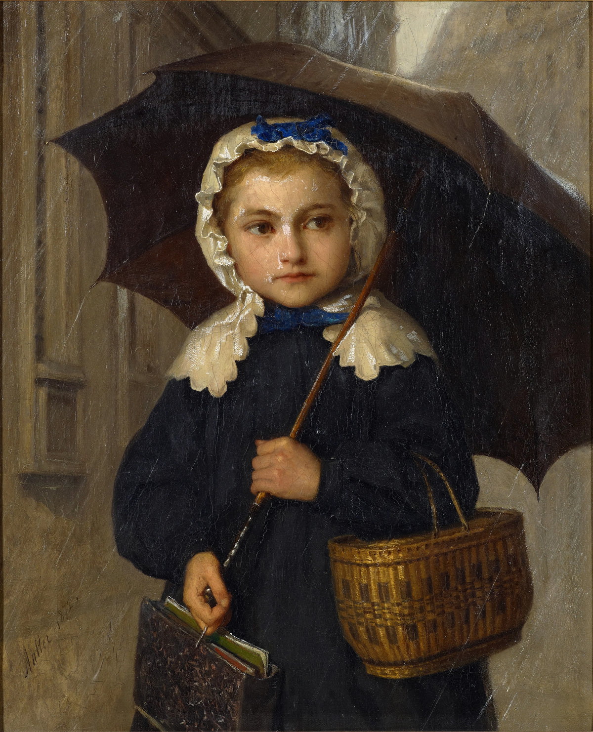 Albert Anker - Louise Anker With An Umbrella (1872)