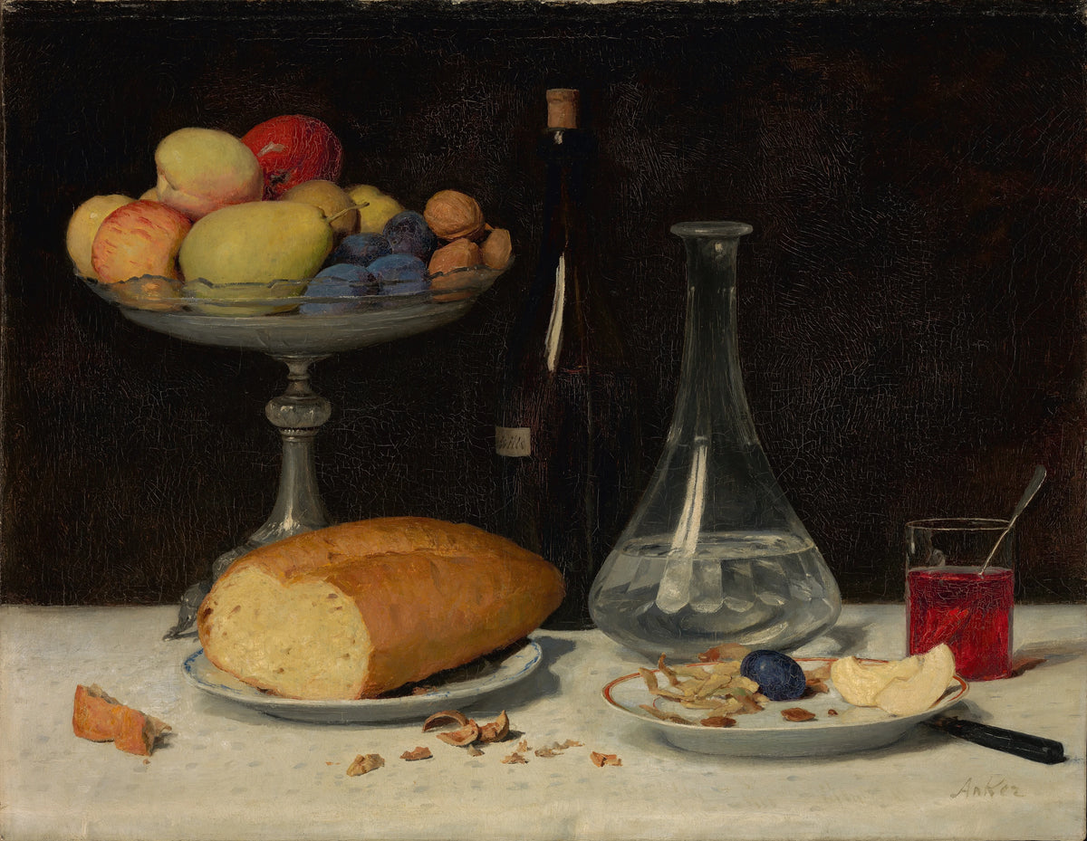 Albert Anker - Still life; Moderateness (1896)
