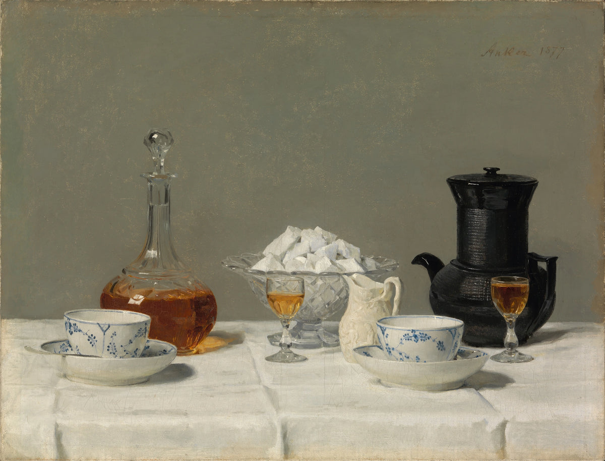 Albert Anker - Still life with coffee (1877)