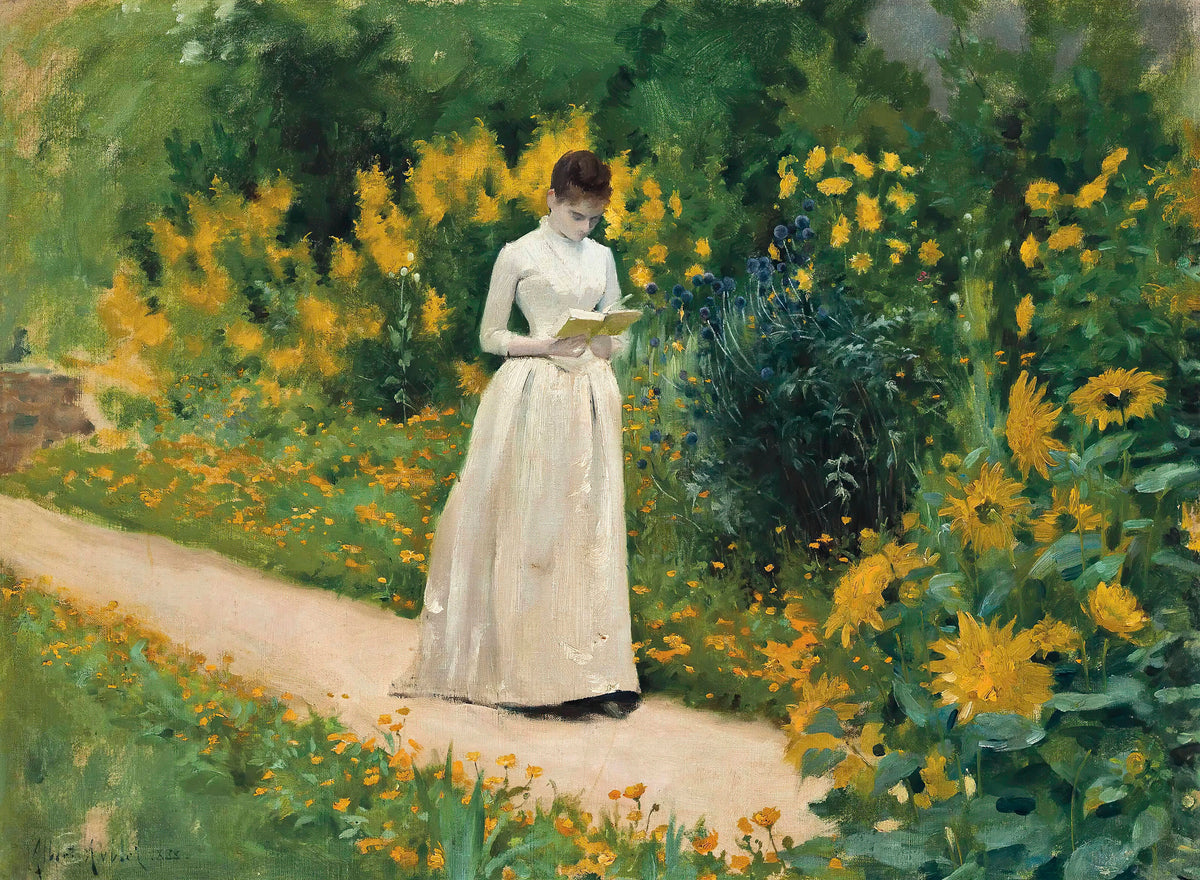Albert Aublet - Reading on the garden path (1883)