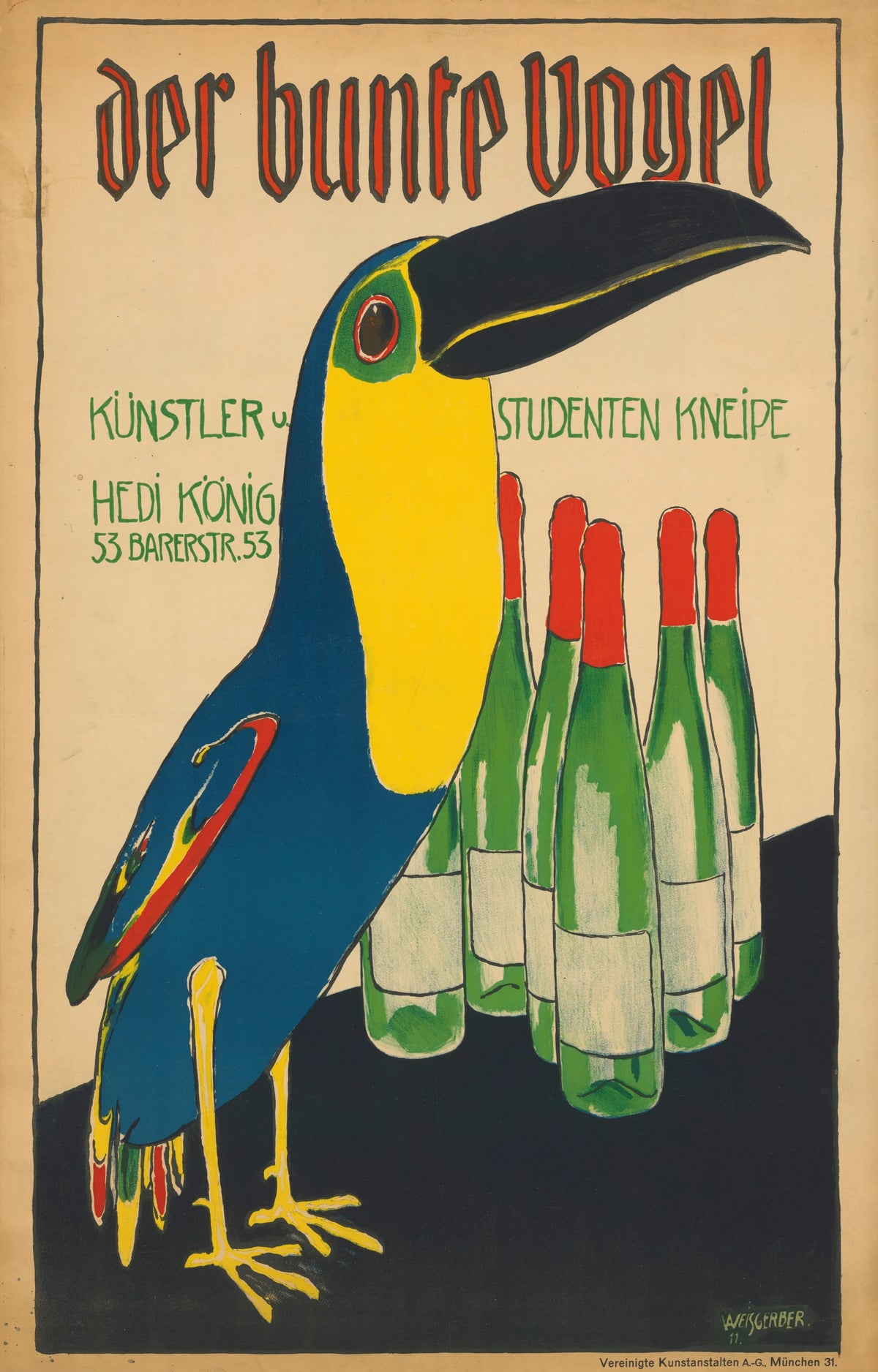 Albert Weisgerber - Der bunte Vogel Künstler- und Studentenkneipe Hedi König 2 (1911)