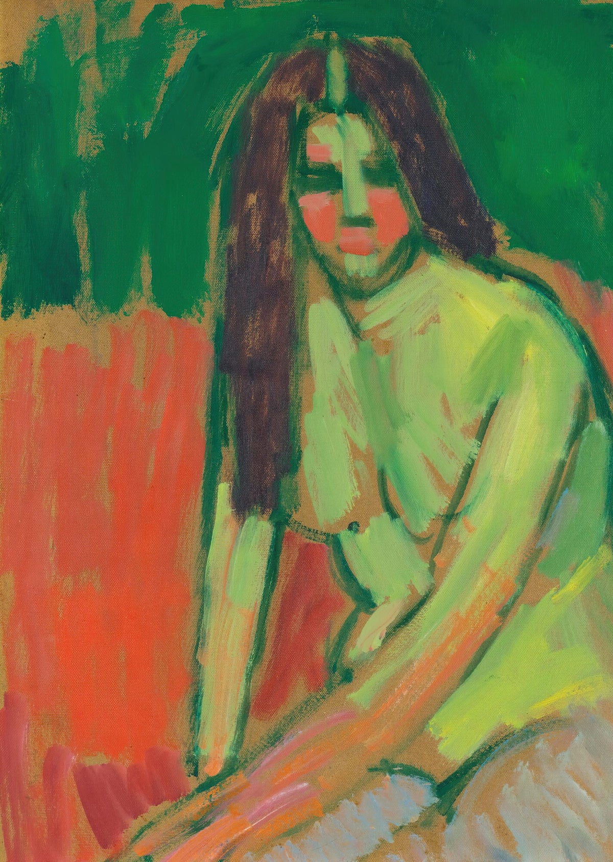 Alexej von Jawlensky - Sitzender Halbakt Geneigt Mit Langen Haaren (Half-Nude Figure With Long Hair Sitting Bent)