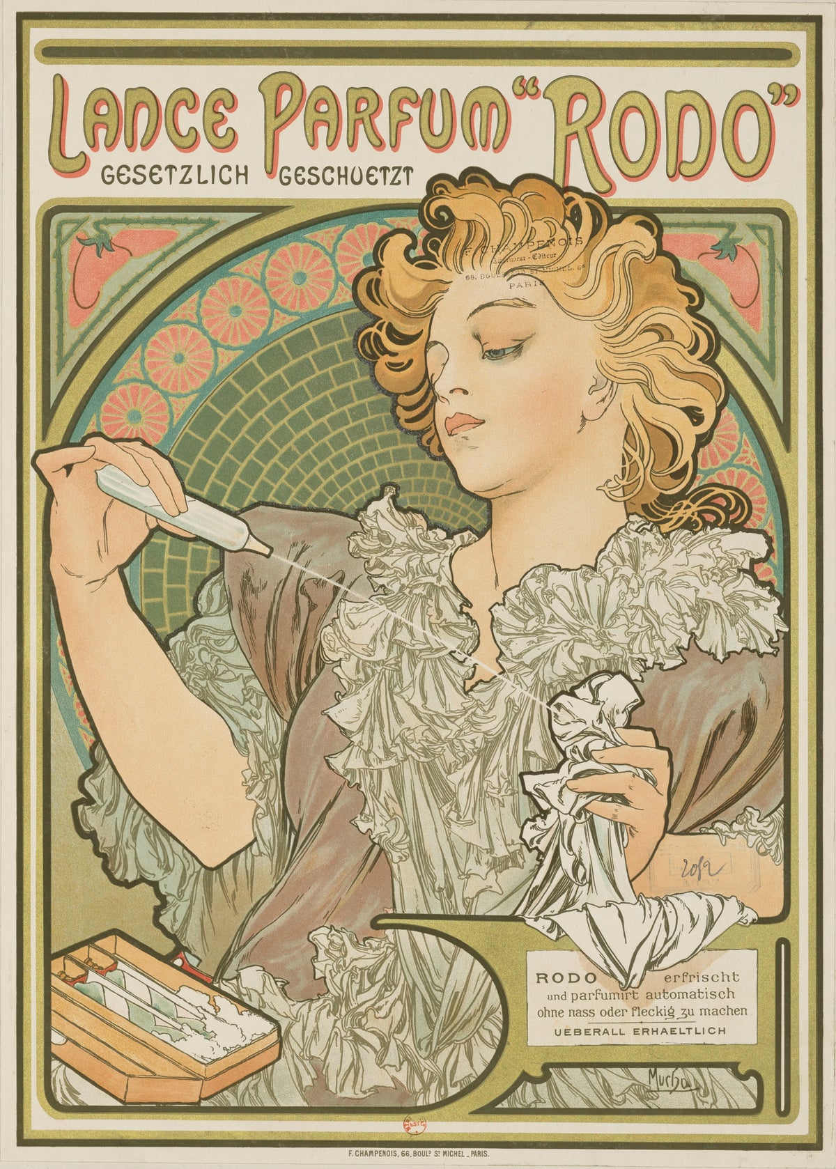 Alphonse Mucha - Lance parfum 'Rodo' gesetzlich geschvetz (1896)