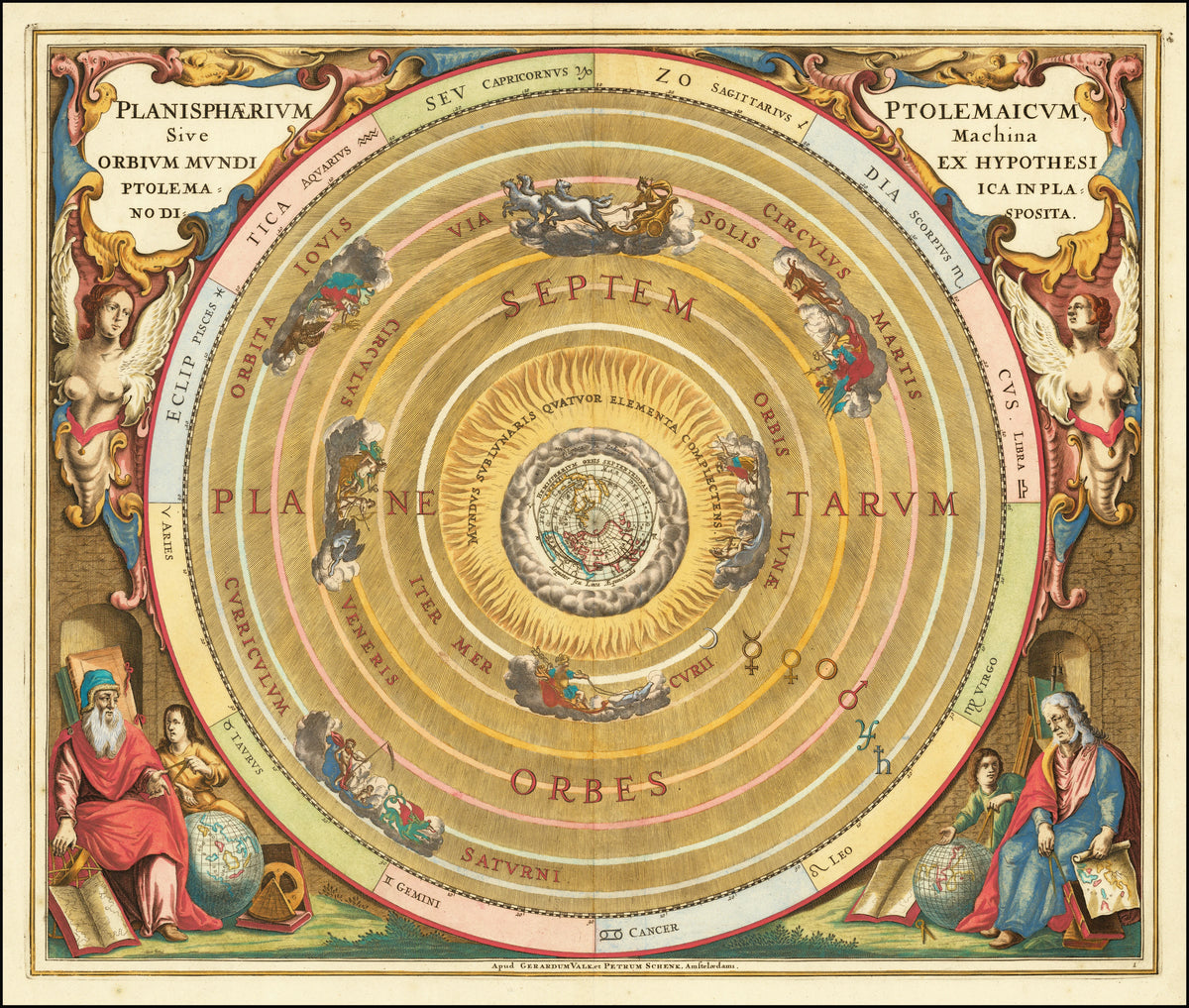 Andreas Cellarius - Claudius Ptolemy's geocentric model of the Universe (1660)