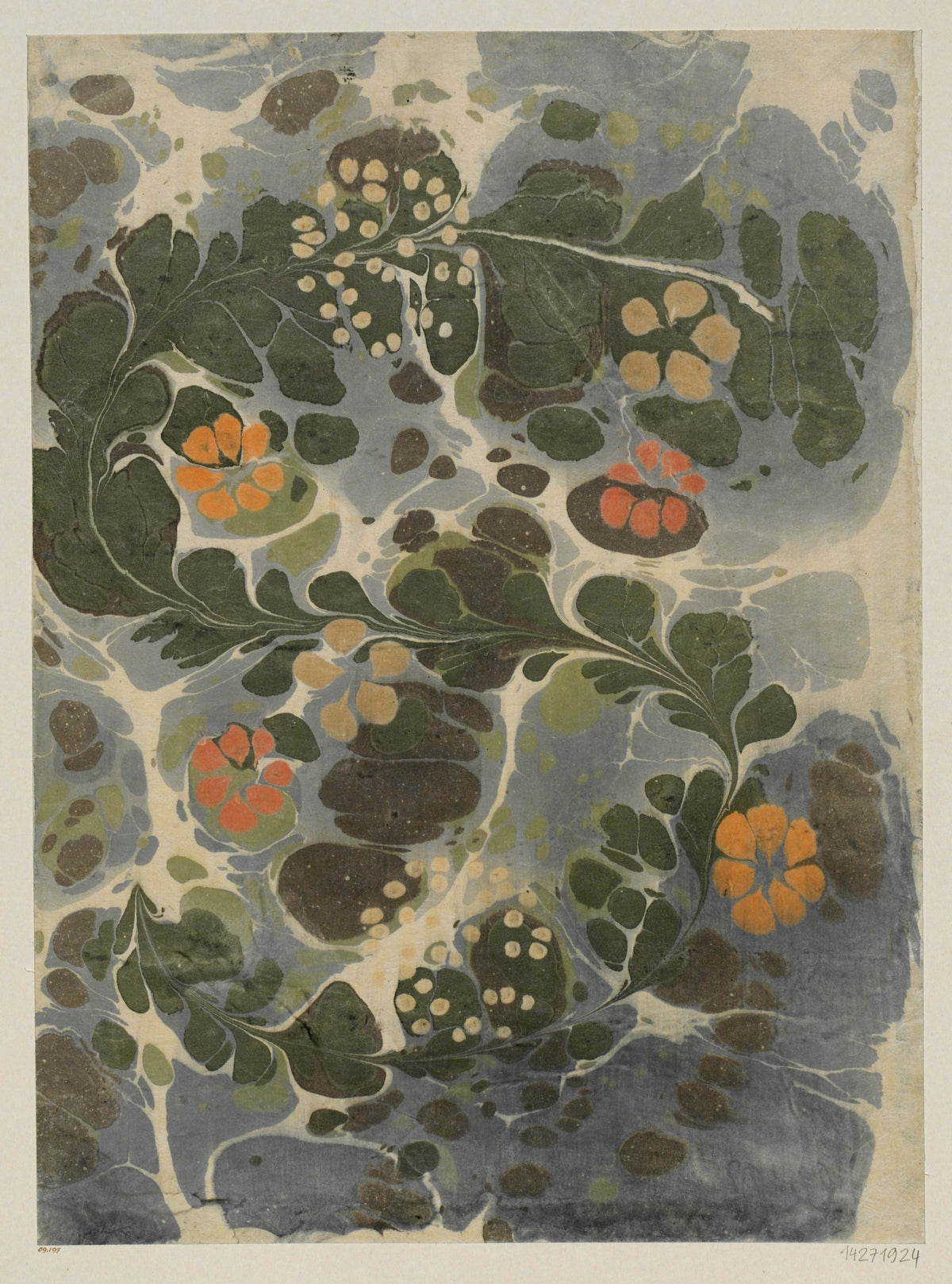 Anna Plate - Marmorpapier (mit Blüten) (1899)