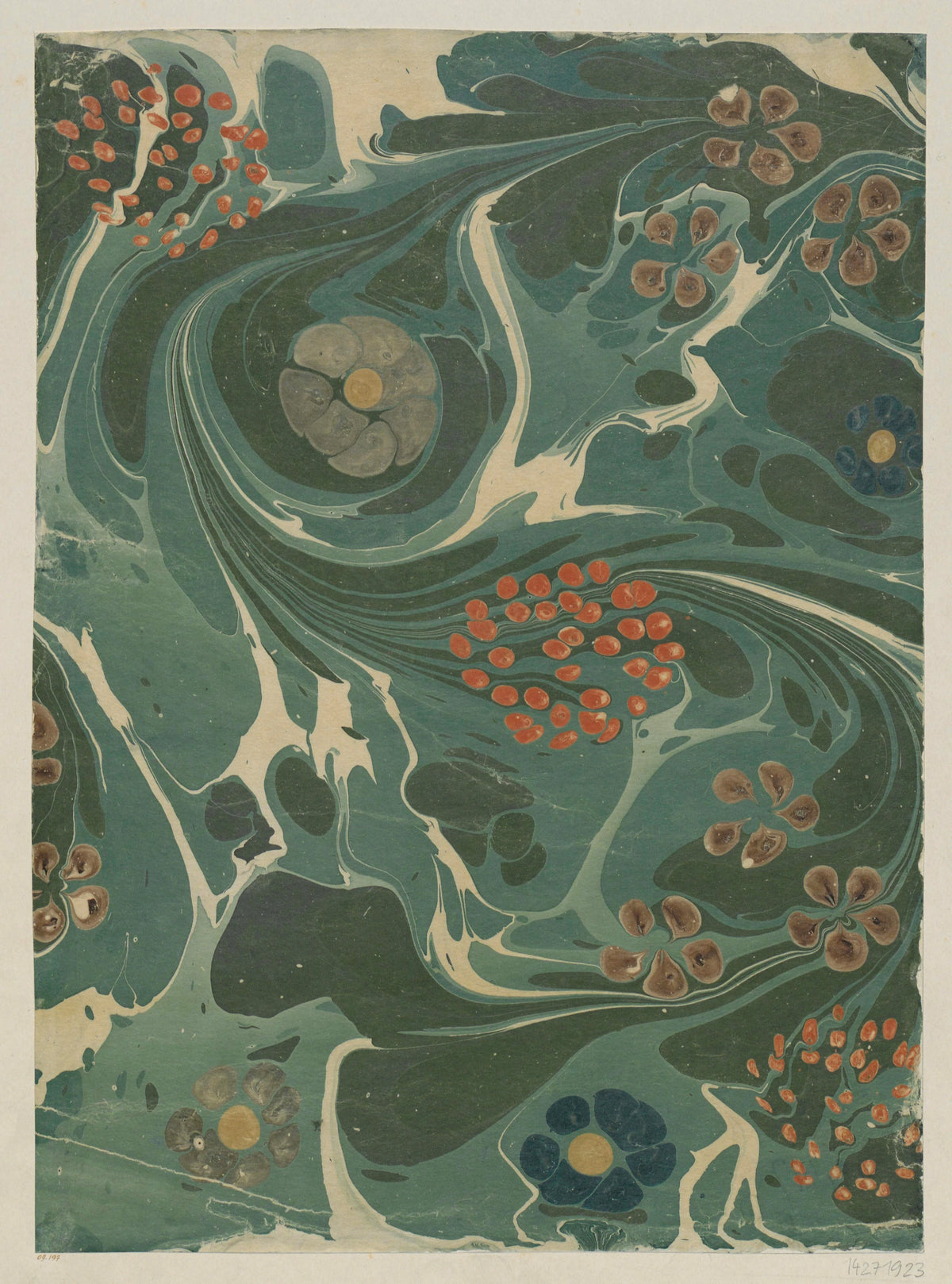 Anna Plate - Marmorpapier (mit Blütenmotiven) (1899)