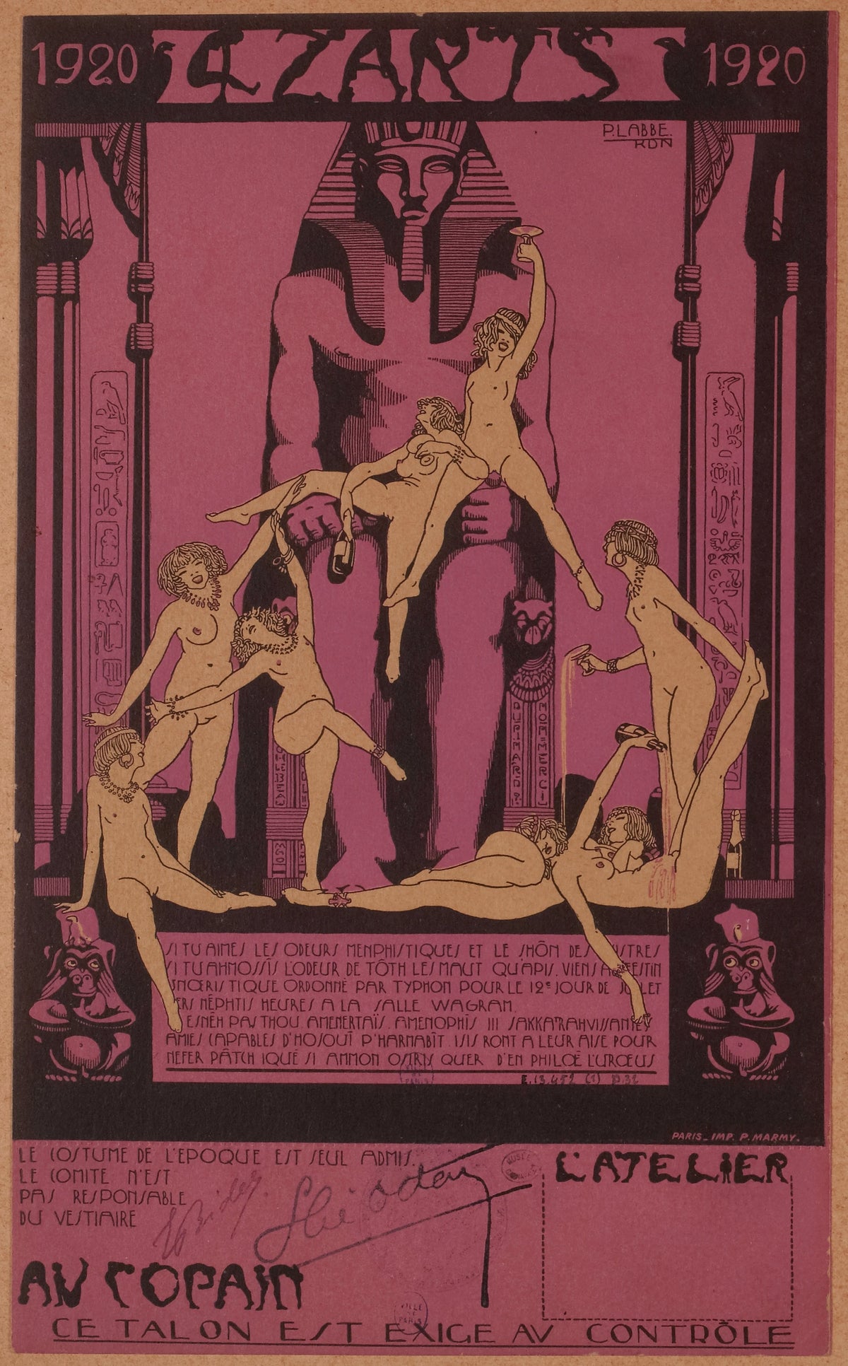 Anonim - Quat'Z'Arts, 12 Juillet 1920 à la salle Wagram. Thème de L'Eg (1920)