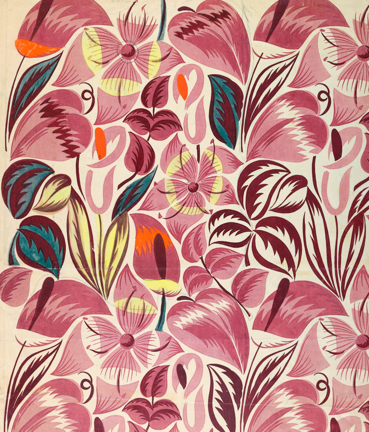 Anonim - Textile Design- Tropical Flowers (1912-13)