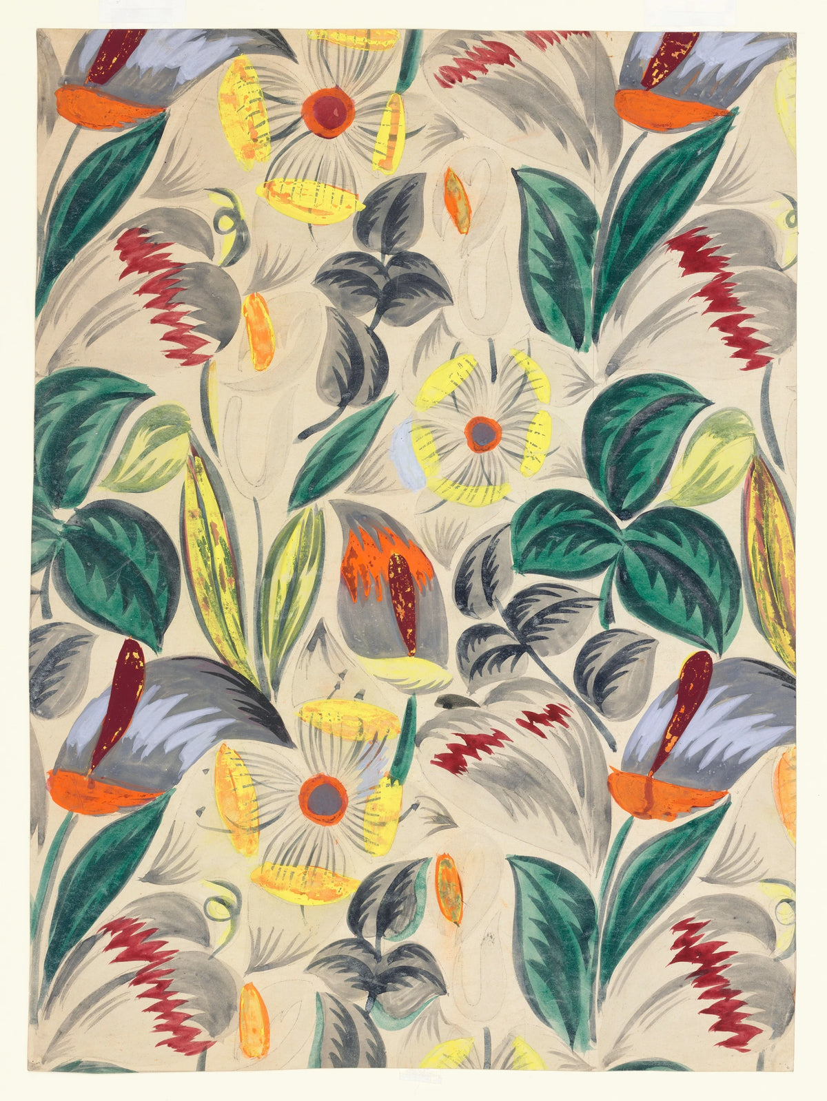 Anonim - Textile Design- Tropical Flowers II (1912-13)