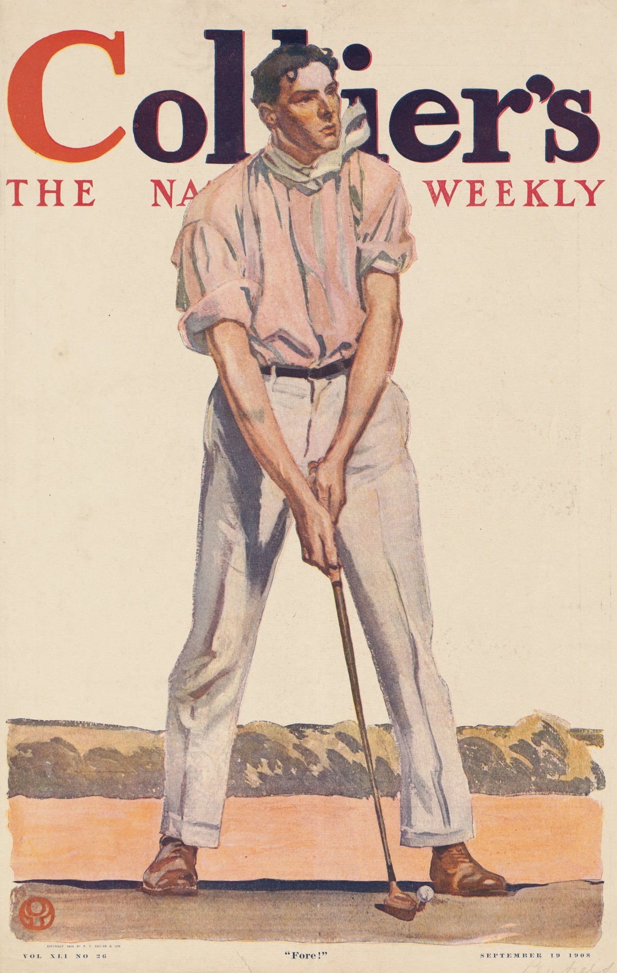 Arent Lauritz Christensen - Collier's. 'Fore!' (1908)