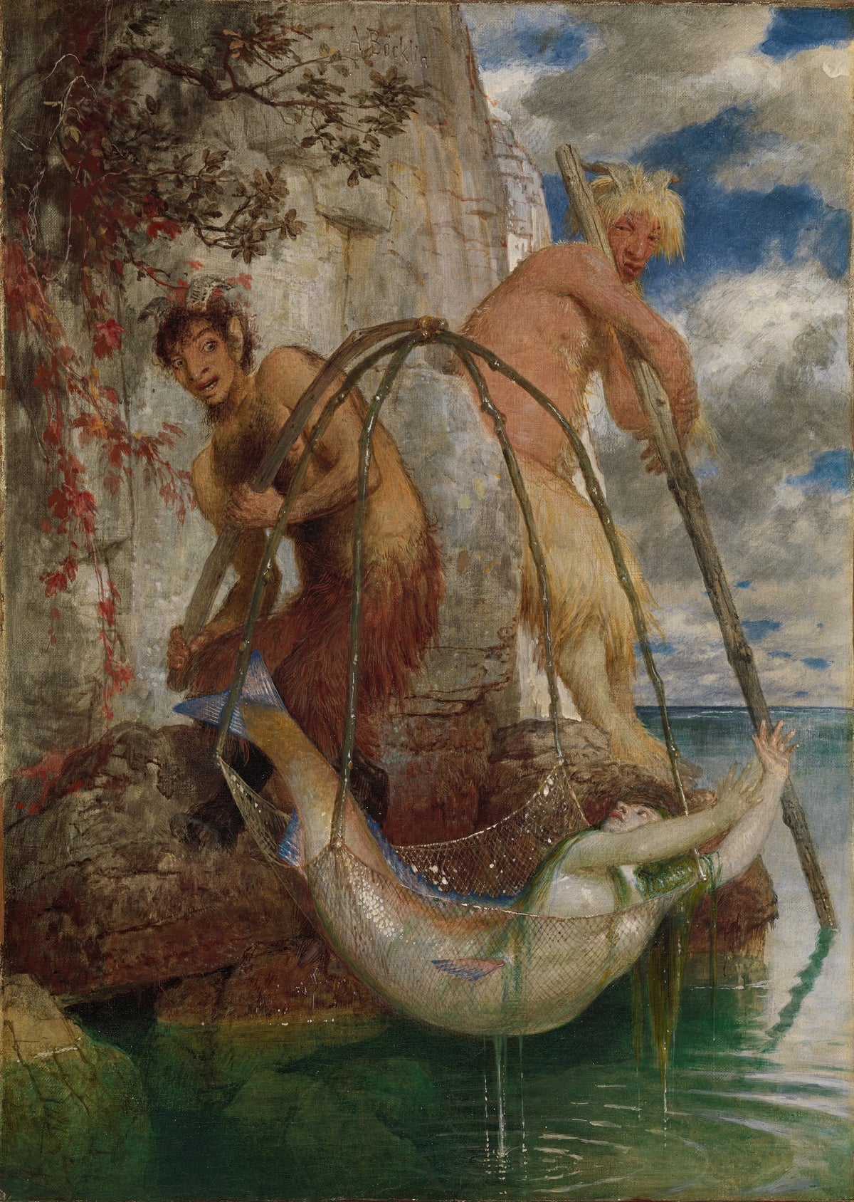 Arnold Böcklin - Two fishing Pans (1874)