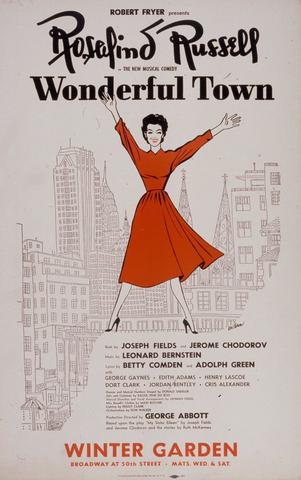 Artcraft Lithograph - Rosalind Russell in the new musical comedy Wonderful Town (1953)