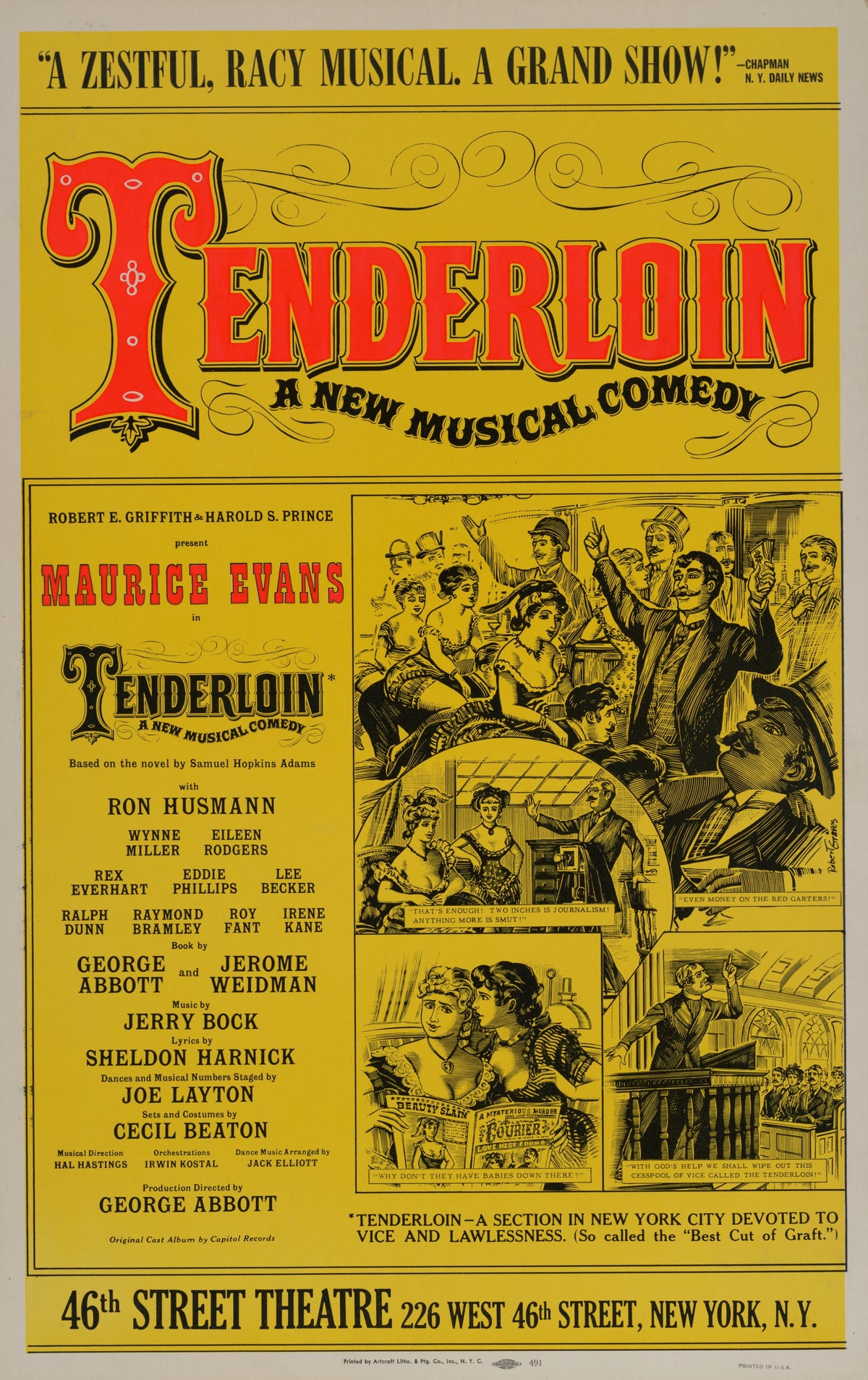 Artcraft Lithograph - Tenderloin, a new musical comedy (1961)