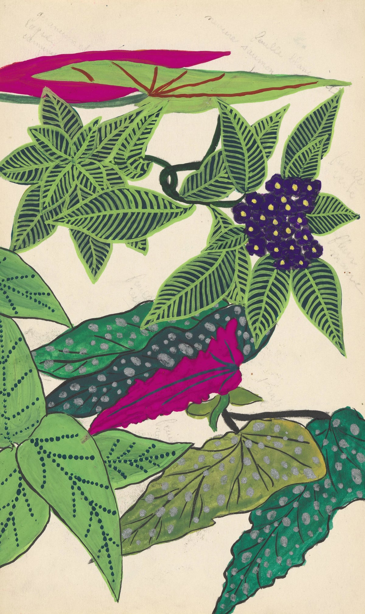 Atelier Martine - Design for embroidery of flowers and leaves (circa 1914)