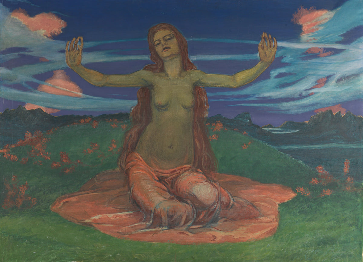 August Babberger - Frau auf Wiese 'Erwachen'