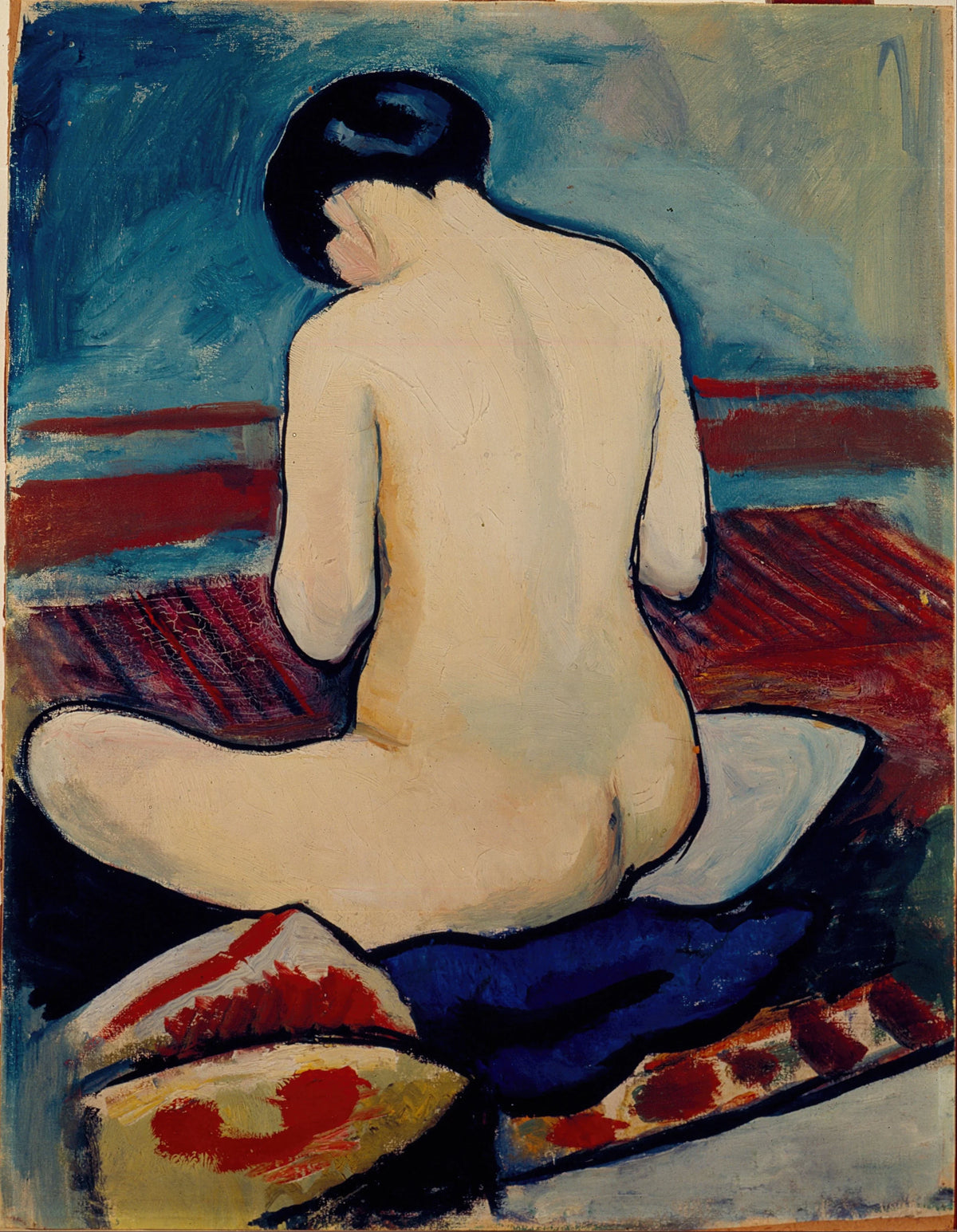 August Macke - Sitting Nude with Pillow (1911)