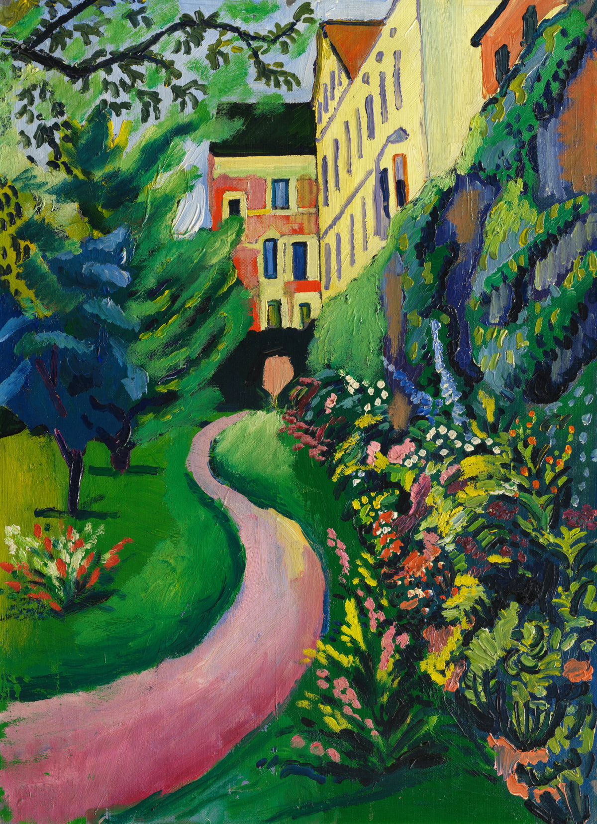 August Macke - Unser Garten mit blühenden Rabatten (1912)