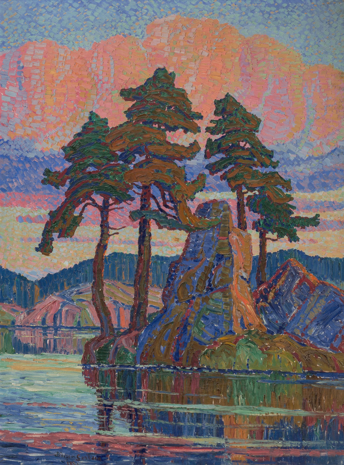 Birger Sandzén - Lake at Sunset, Colorado (1921)