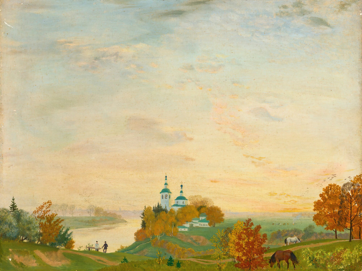 Boris Kustodiev - Above The River, Autumn (1919)