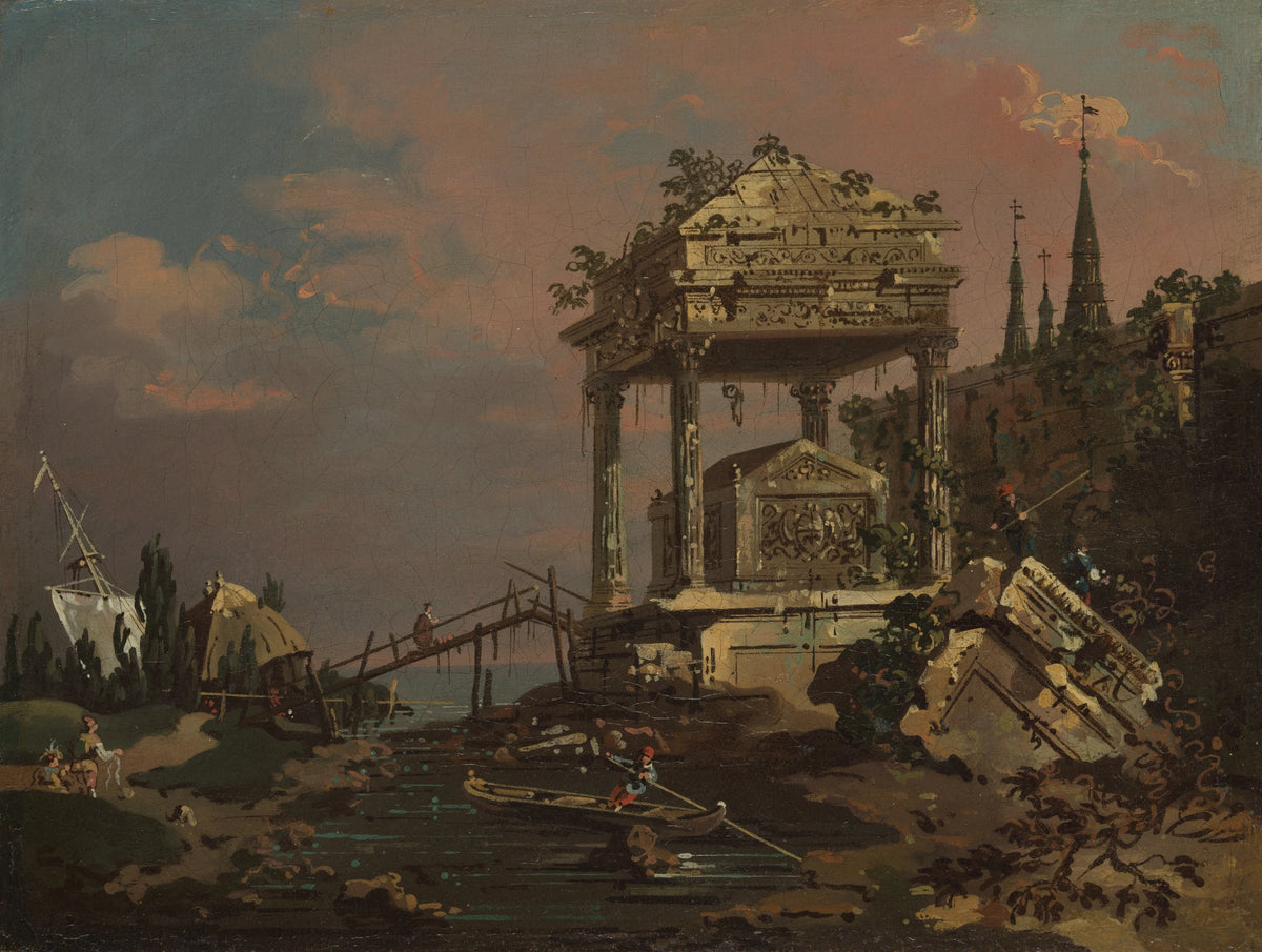 Canaletto - Imaginary View with a Tomb by the Lagoon (early 1740s)