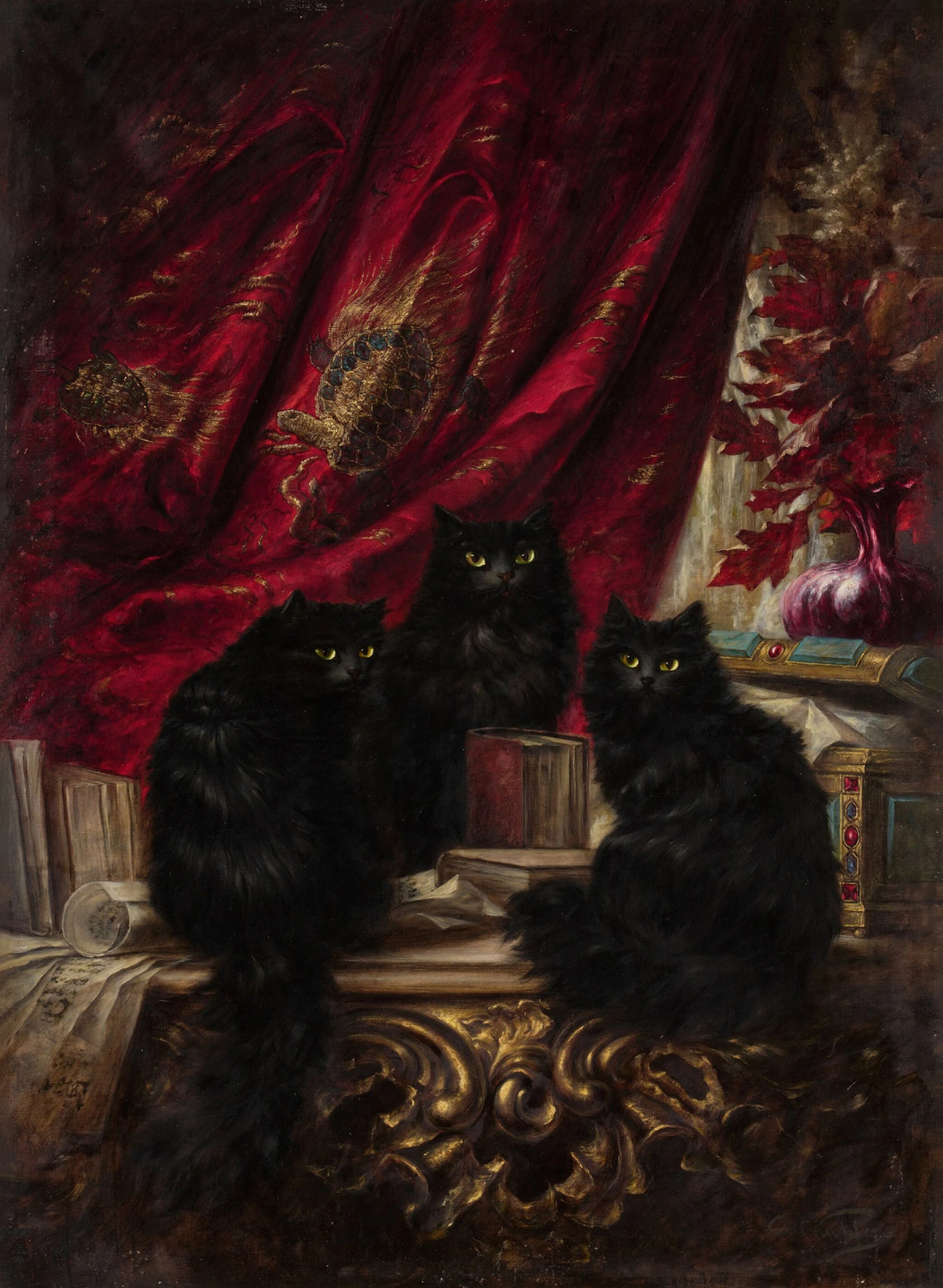 Carl Kahler - Three black cats