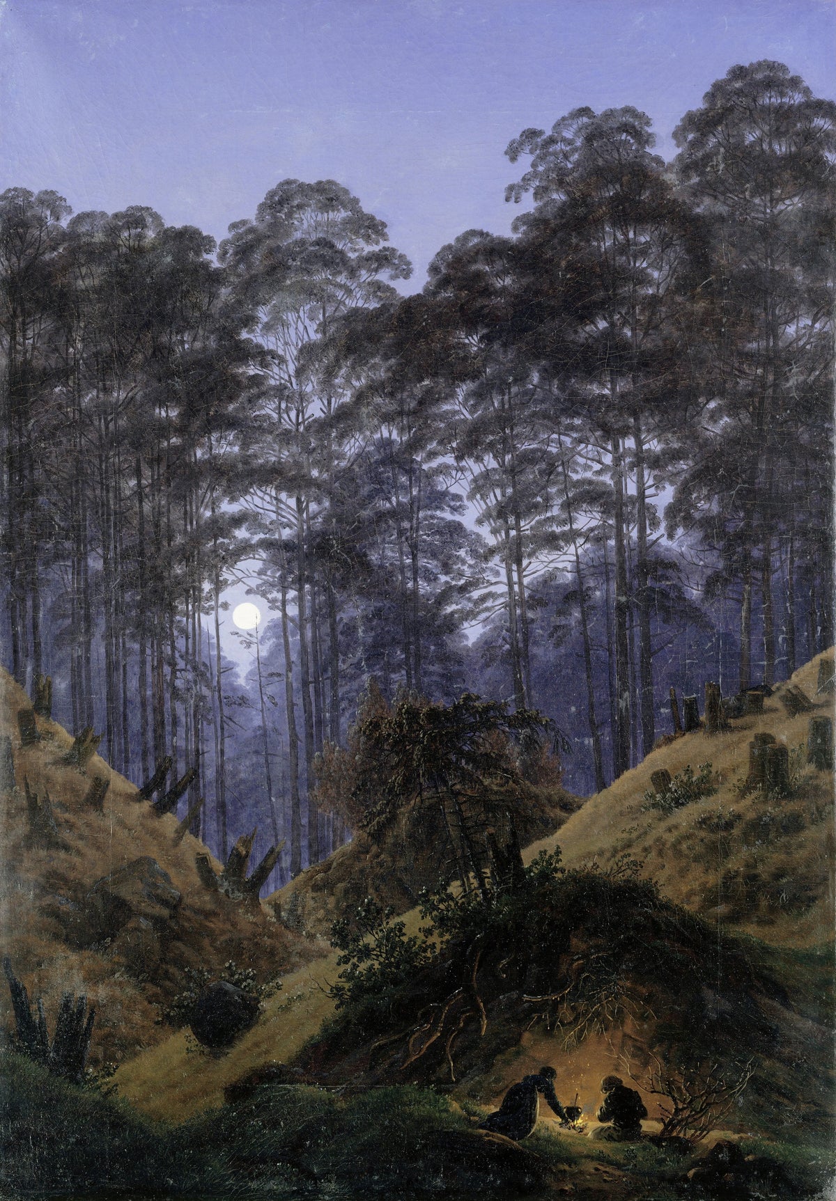 Caspar David Friedrich - Inside the forest in the moonlight (circa 1823)