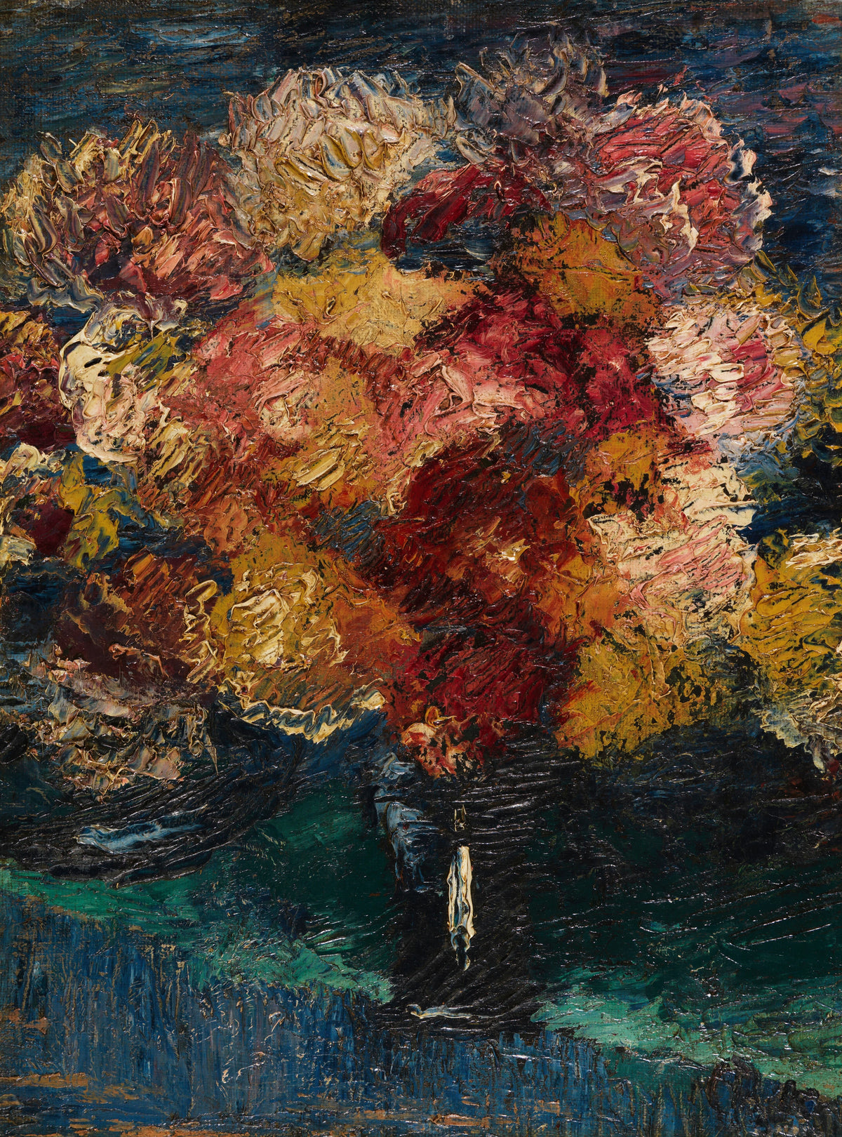 Christian Rohlfs - Chrysanthemen und Astern in blauer Vase (1910)