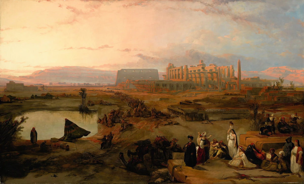 David Roberts - Ruins of the great temple at Karnak, sunset (1845)