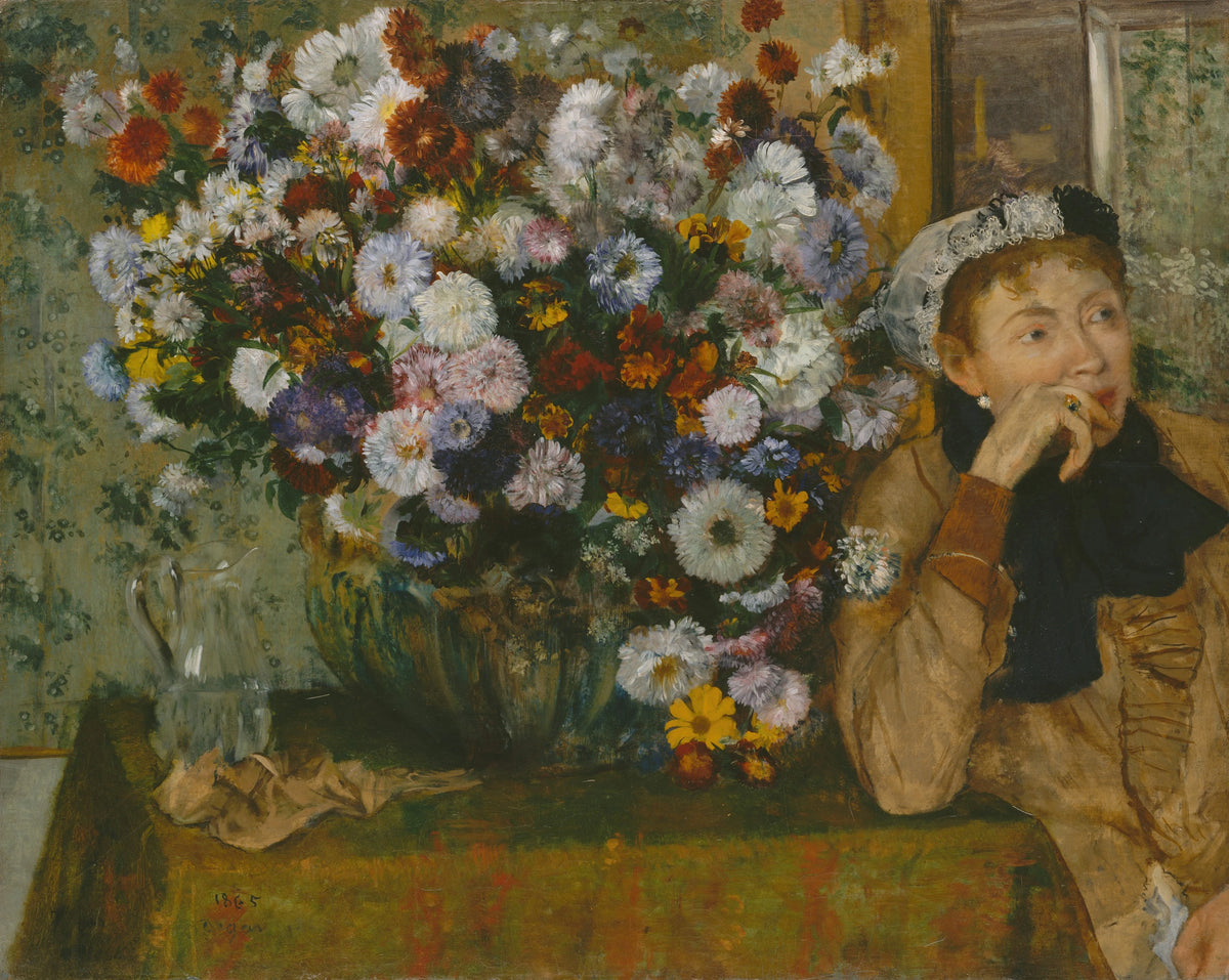 Edgar Degas - A Woman Seated beside a Vase of Flowers (1865)