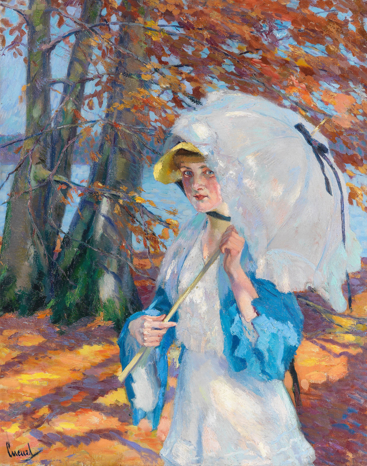Edward Cucuel - Lady with parasol at Ammersee (1914-1918)